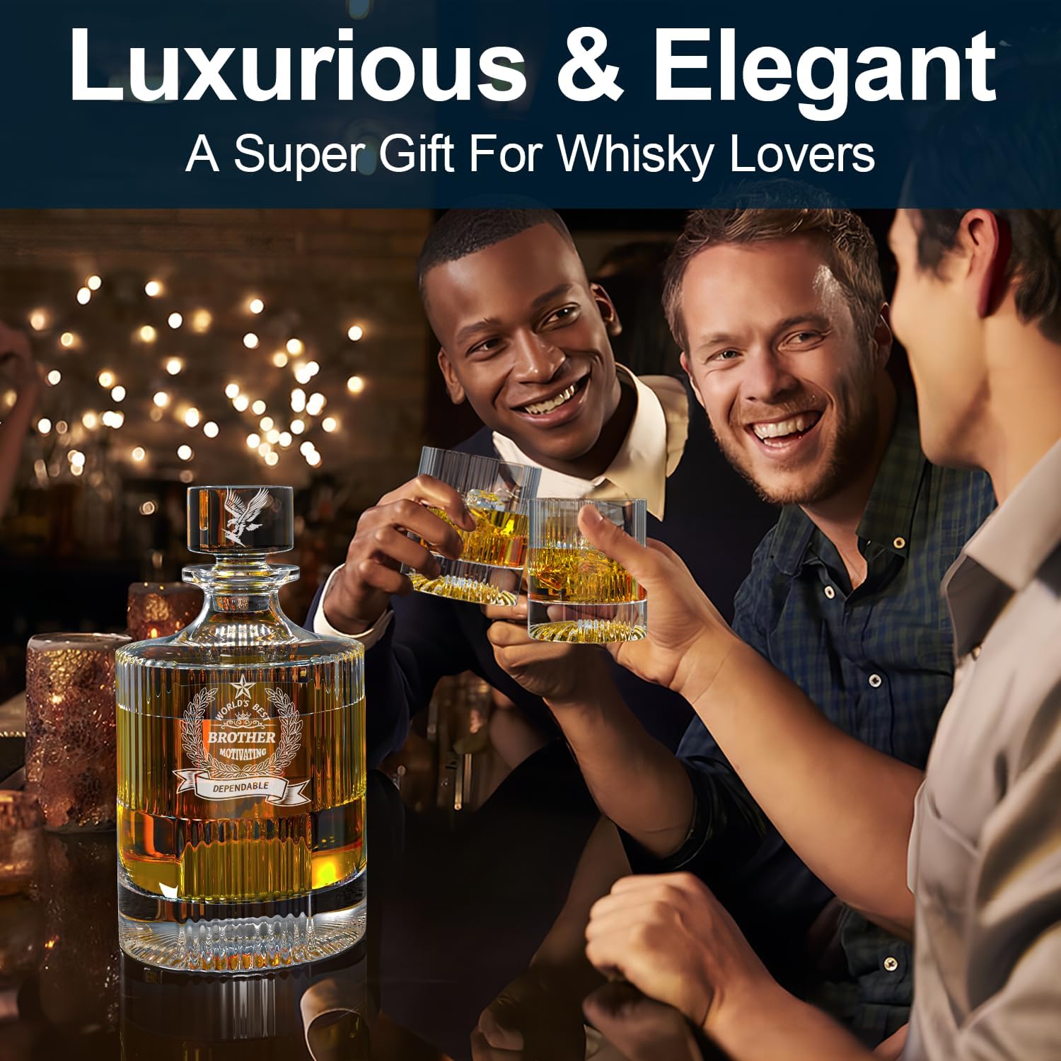 Whiskey Decanter Set with 2 Whiskey Glasses Great Bourbon Whiskey Gifts for Men Dad Husband Boyfriend Anniversary, Birthday Gifts 35OZ Liquor
