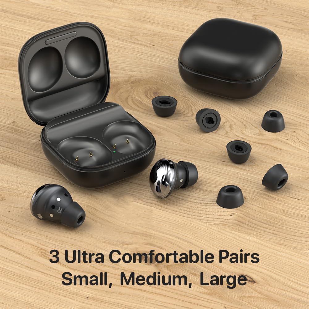 Memory Foams Pro Active V2.0 – Almohadillas patentadas de espuma viscoelástica con funda de silicona para Galaxy Buds2 Pro, Jabra 85t, Jabra Elite