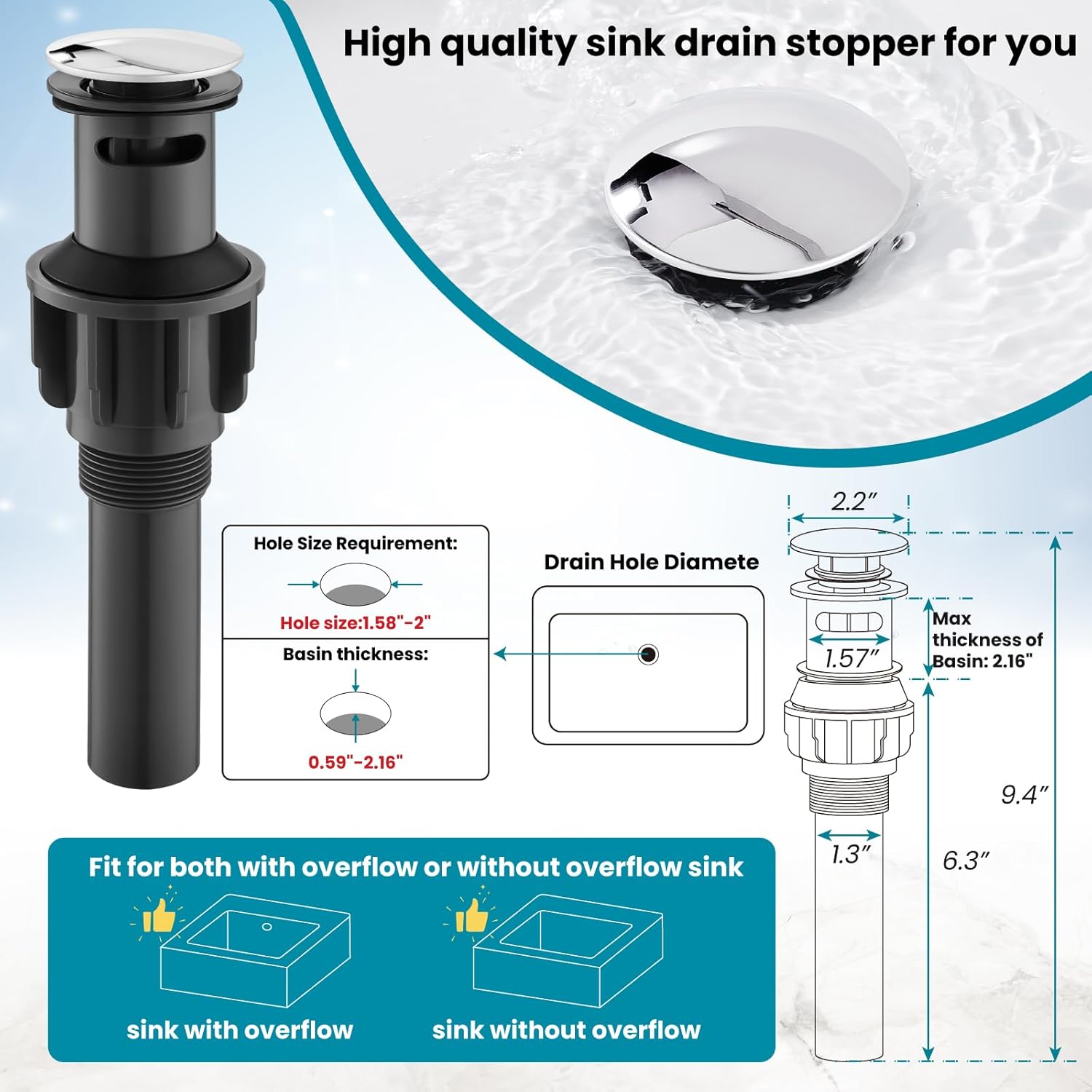 gotonovo Grifo de lavabo de baño de cascada generalizada, doble asa, cromo pulido, grifo de mezcla de 8 pulgadas con mangueras de suministro de agua