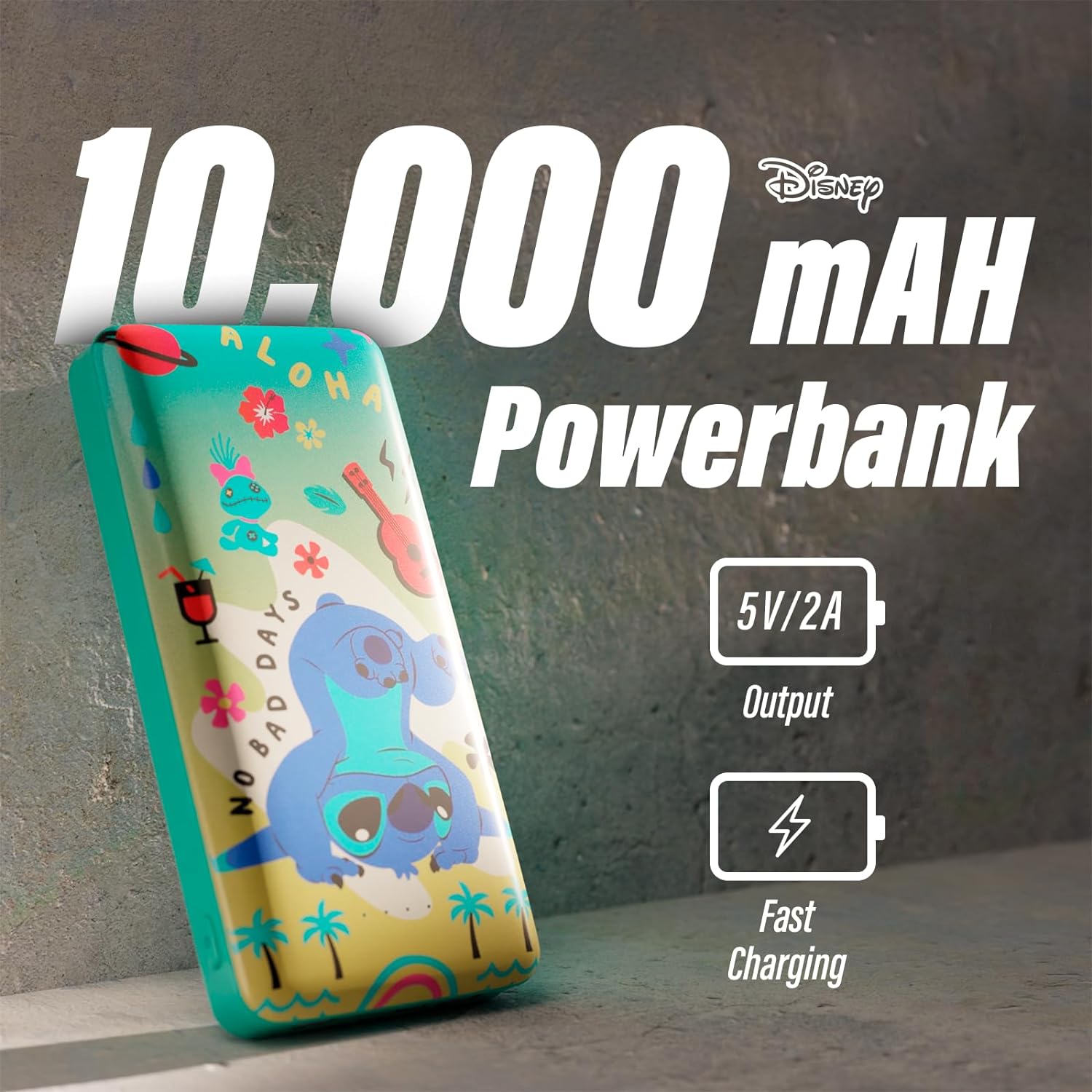 Disney Lilo and Stitch – Cargador de batería portátil de 10,000 mAh, compatible universalmente, con puerto de carga USB, regalos para mujeres,