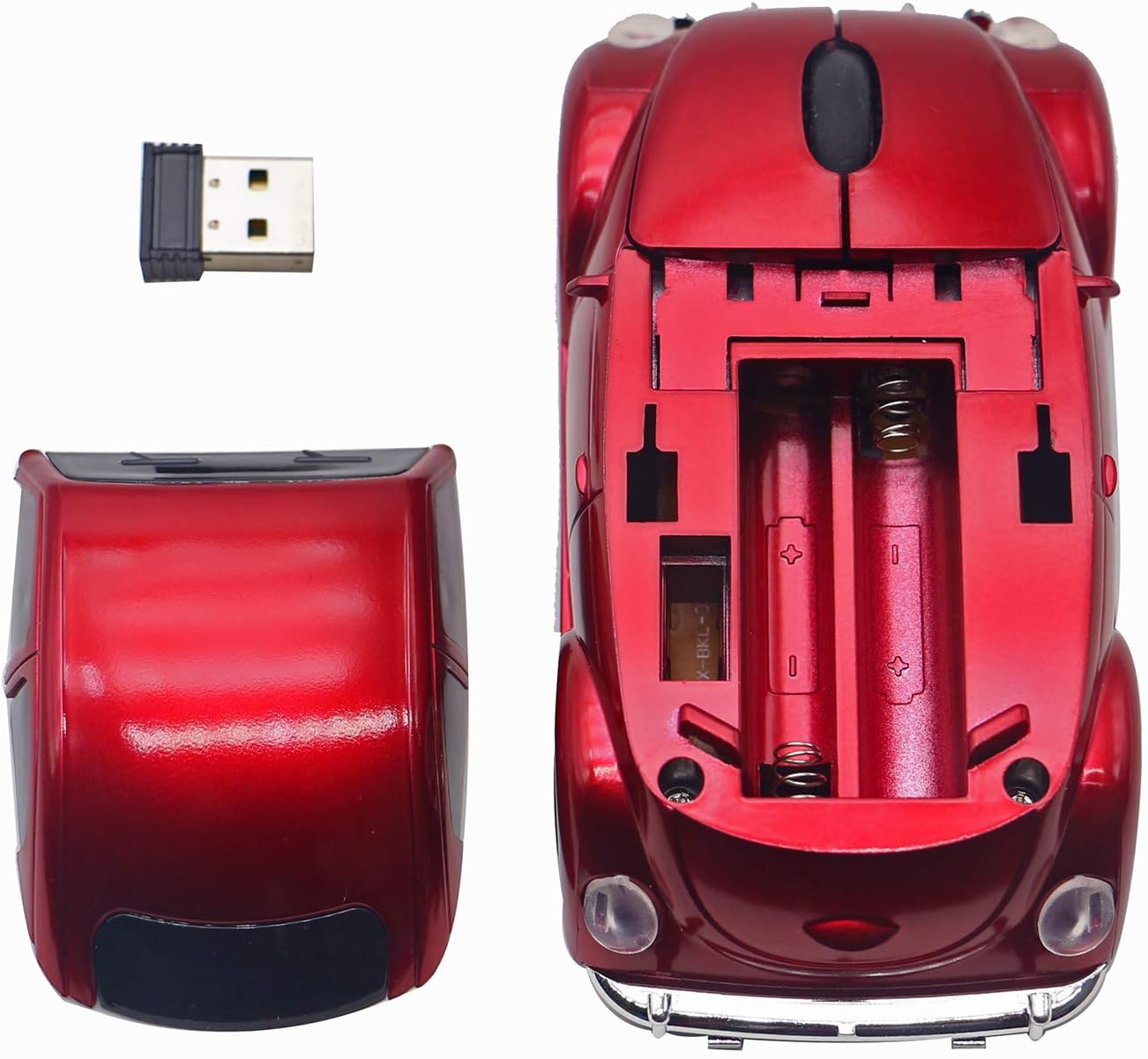 Aikchi Ratón inalámbrico para coche deportivo, ratón óptico 3D para computadora portátil de escritorio, ratones de computadora para JKC (rojo)