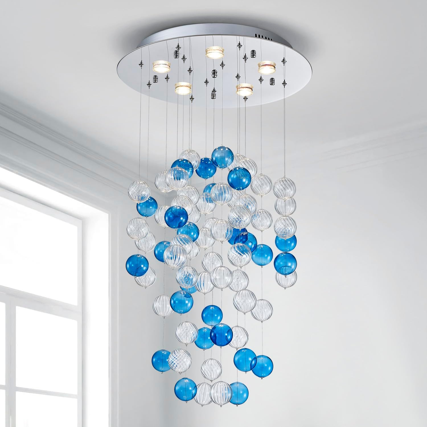 Saint Mossi 22047 – Candelabros de burbujas, lámpara de diseño moderno, perfecto para el espacio vital, 20 x 38 pulgadas de alto, 5 enchufes GU10,