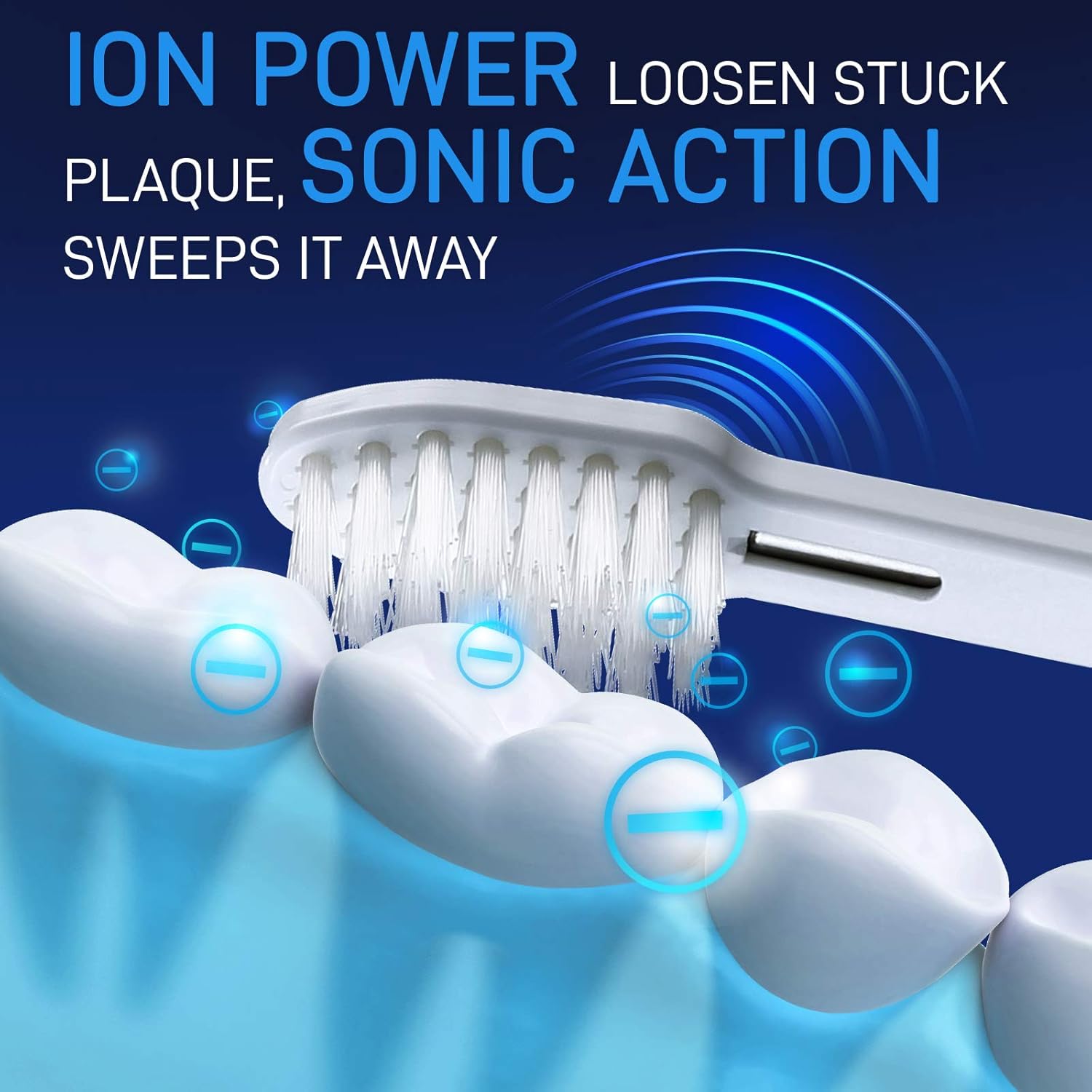 IONIC KISS IONPA DP – Cepillo de dientes eléctrico de alimentación iónica recargable por USB, 2 x regular, 2 x anchos, 2 cabezales de cepillo