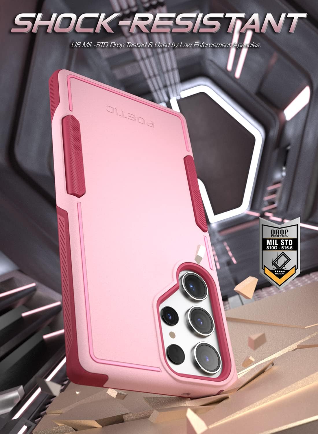 Poetic Funda de neón diseñada para Samsung Galaxy S23 Ultra 5G de 6.8 pulgadas, doble capa, resistente, resistente, ligera, delgada, a prueba de