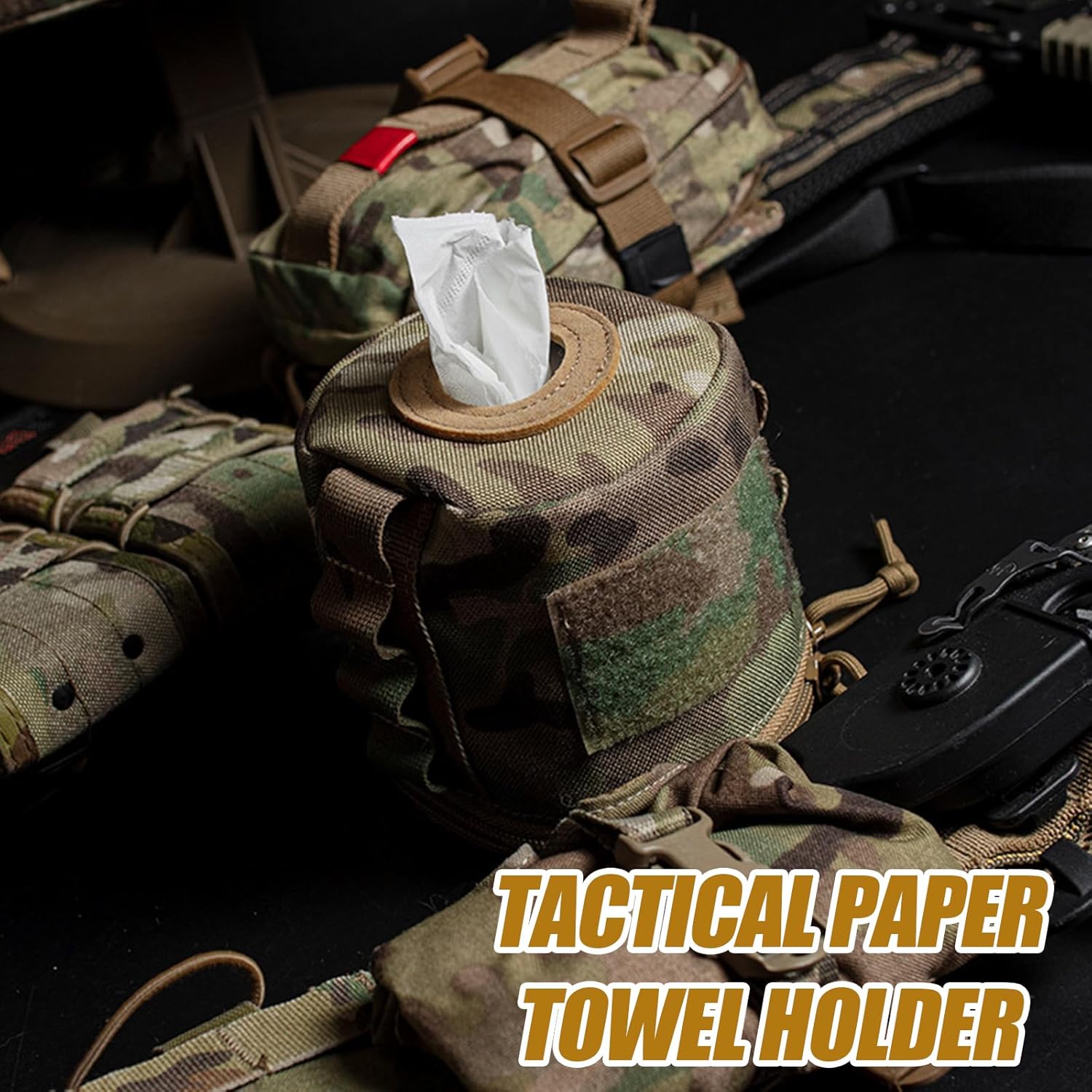 Funda táctica de papel higiénico impermeable a prueba de gatos, funda de papel portátil y plegable para almacenamiento de papel para auto camping