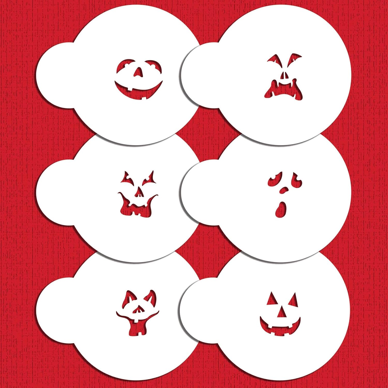 Designer Stencils 742 mini plantillas de galletas Jack-o-Lantern Faces, Beigesemitransparentes