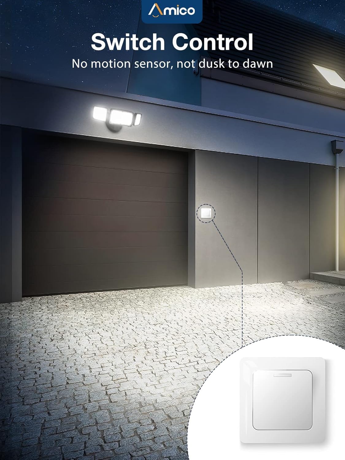 Amico Luz de seguridad LED de 3500 lúmenes, luz de inundación brillante para exteriores, luz de día de 5000 K, luz blanca IP65 impermeable con 3