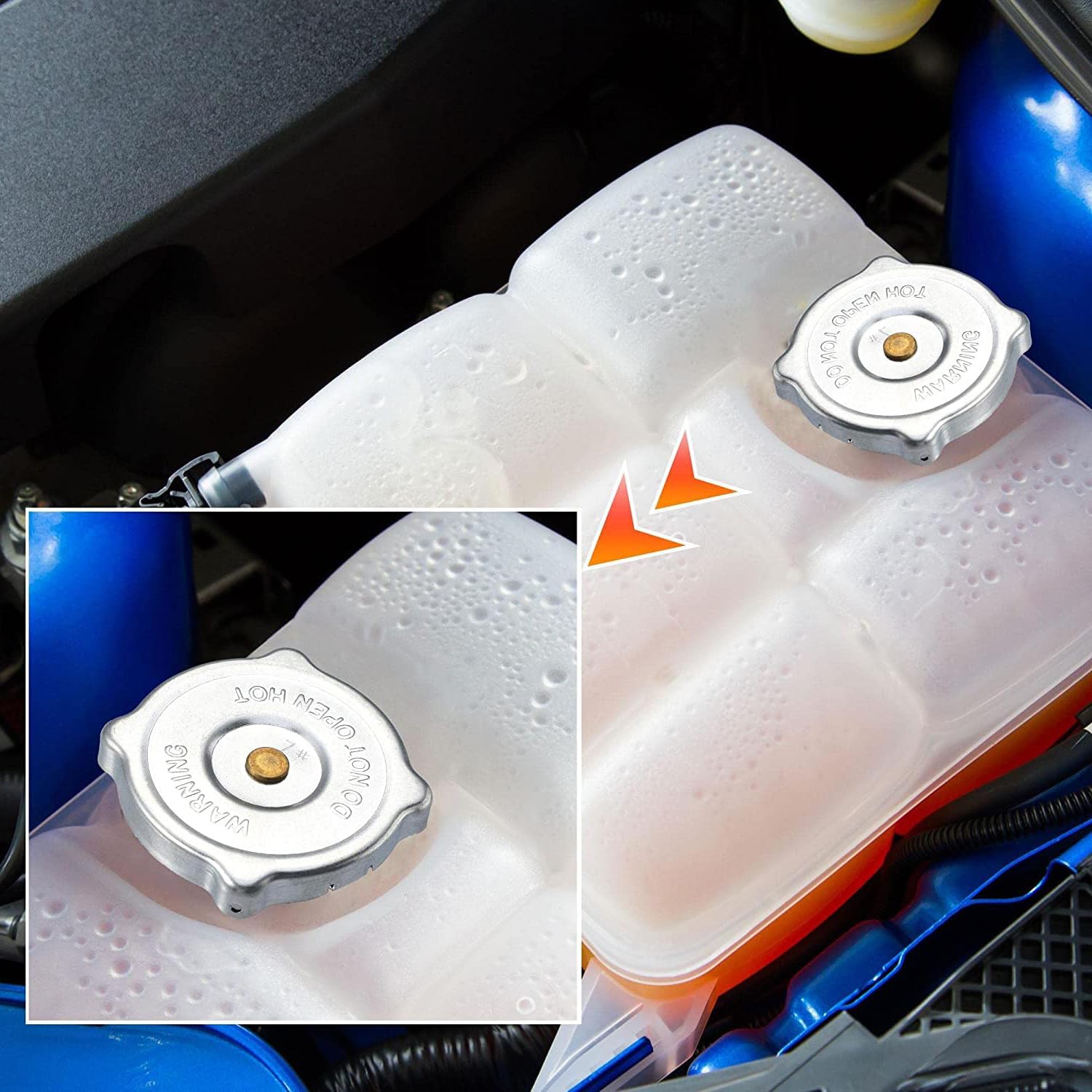 Unifizz Tapa de recuperación de depósito de refrigerante del radiador 6L8617 Cubierta de tono plateado de acero inoxidable para oruga