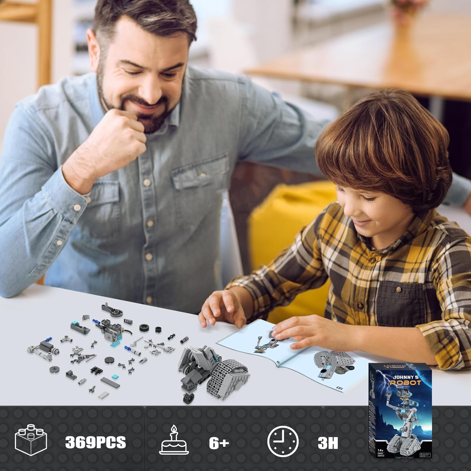Johnny – 5 juguetes de construcción de robots, figuras de circuito abierto corto, kit de construcción de robot, decoración de ladrillos de