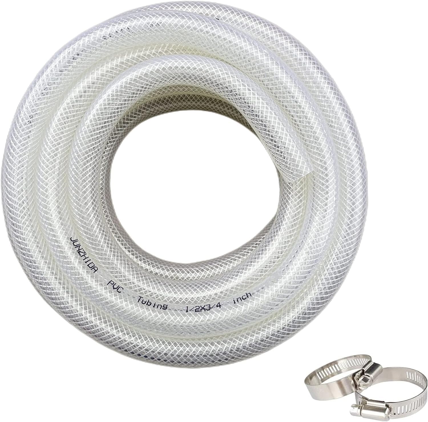 Tubo de vinilo de PVC transparente trenzado de alta presión de 12 pulgadas de diámetro interior x 34 pulgadas de diámetro exterior de 25 pies, tubo