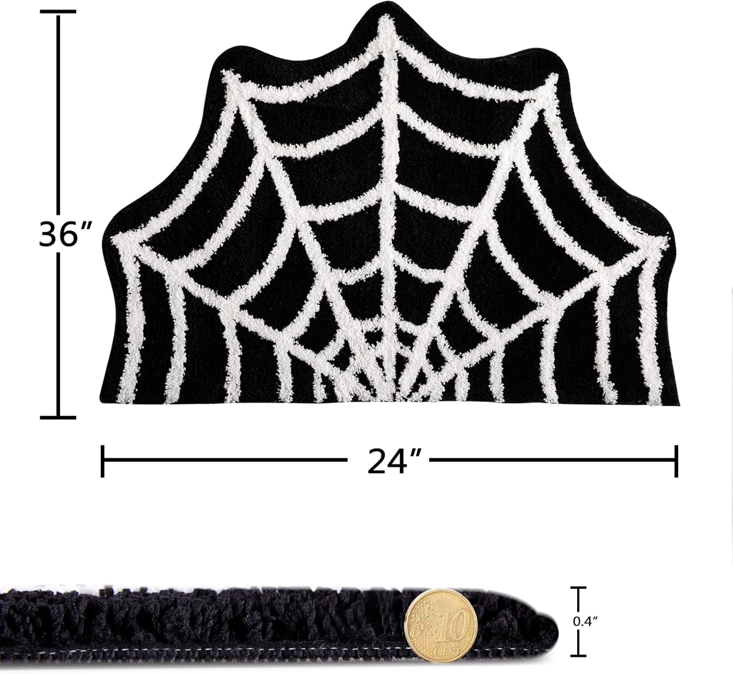 Estmy Alfombra gótica de tela de araña para interiores de Halloween, 2 x 3 pies, de felpa, gótica, bonita, divertida, de Halloween, tapete de baño,
