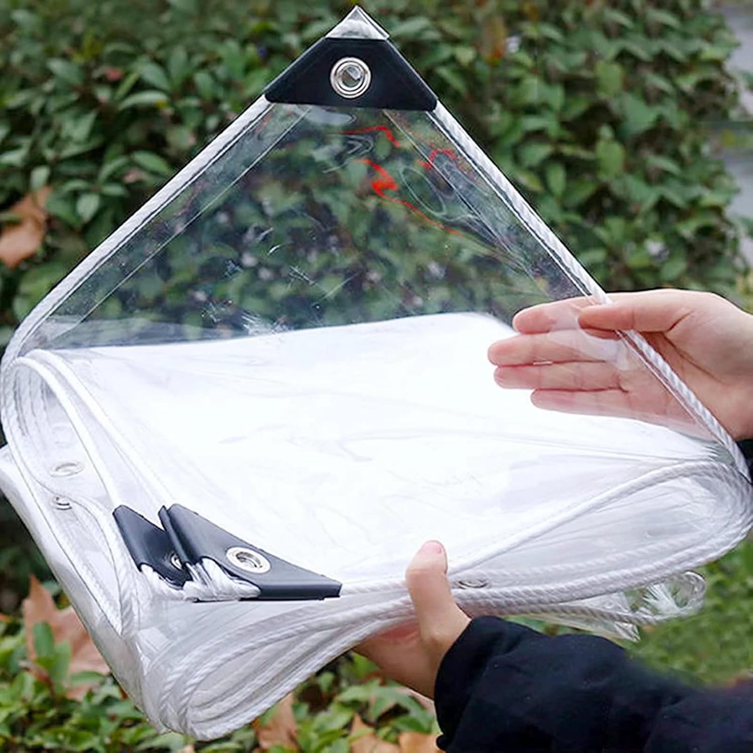 Lona de vinilo transparente, toldos de 14 mil de grosor para patio, 5 x 10 pies con ojales de metal, protege contra el agua, desgarros, resistente