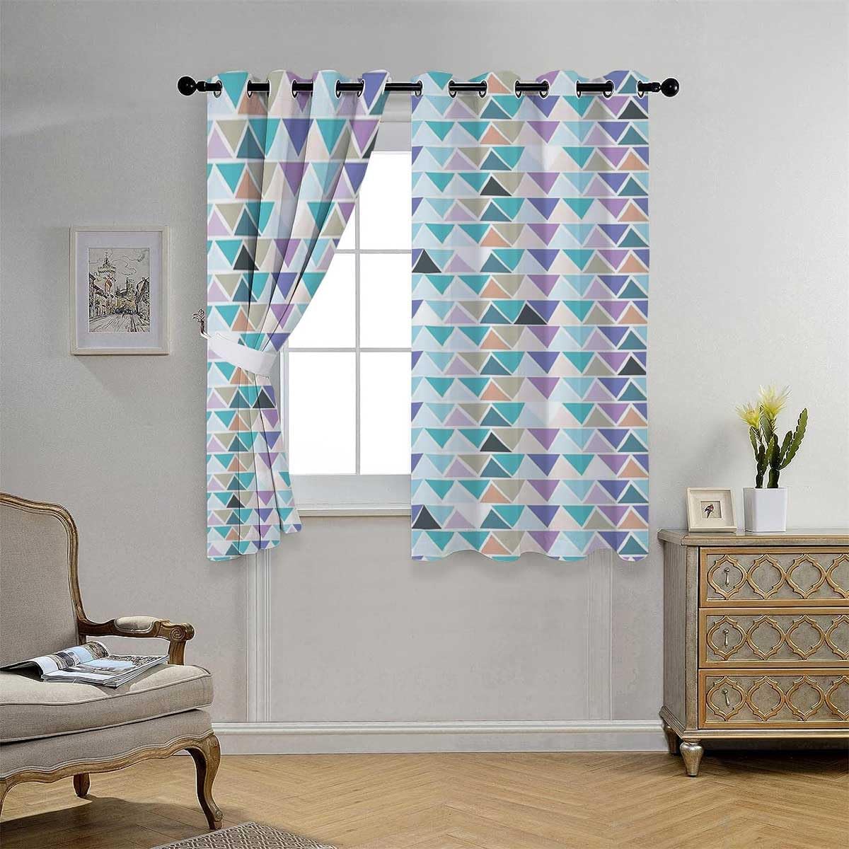YANFENQI Cortinas para Habitacion Bohochic – Cortinas cortas con ojales para puertas, tela acústica de 55 pulgadas de ancho por 55 pulgadas de