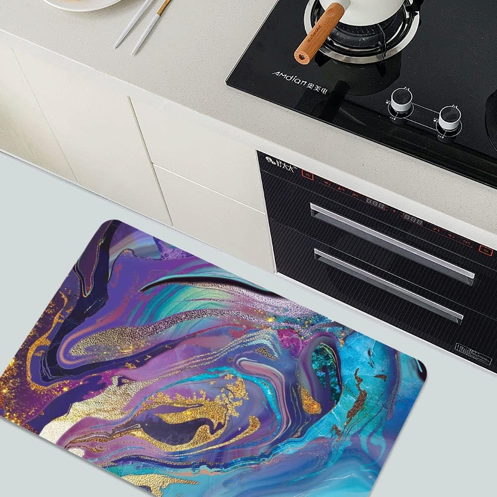 ZHUZHISHAN Tapete de baño de tierra de diatomeas, mármol dorado morado, volumen antideslizante, súper absorbente, secado rápido, tapete para puerta