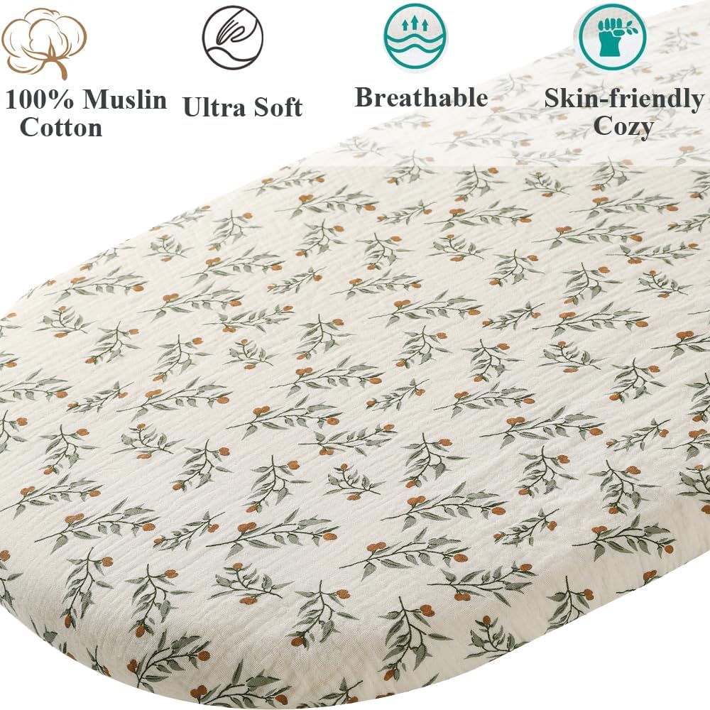 Sábana de moisés de muselina compatible con el moisés Breeze Plus de 4moms (no juego de juego), paquete de 2 sábanas bajeras de algodón elegantes y