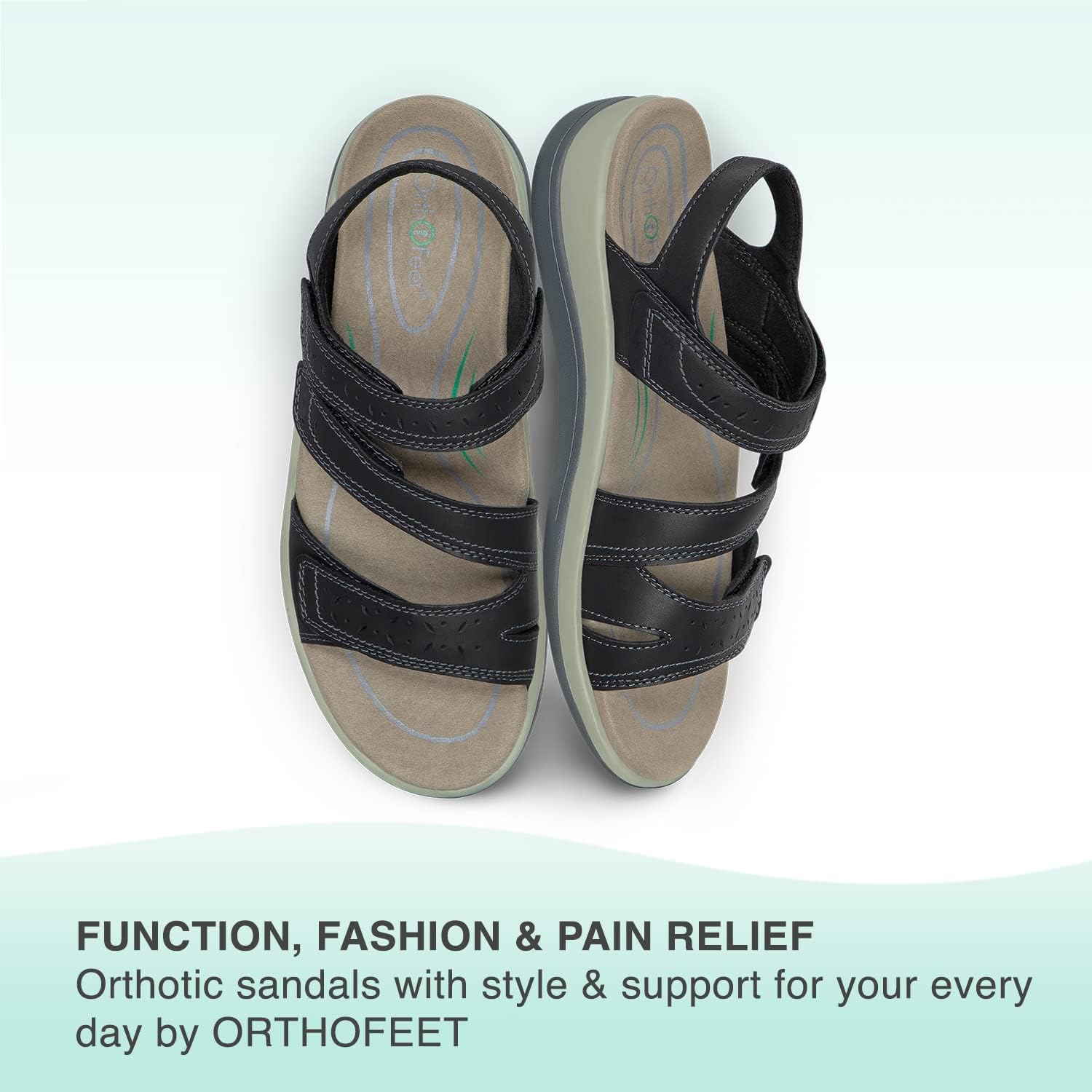 Orthofeet Sandalias de soporte de arco para mujer, ideales para aliviar el dolor de talón y pies. Diseño terapéutico con soporte de arco, refuerzo