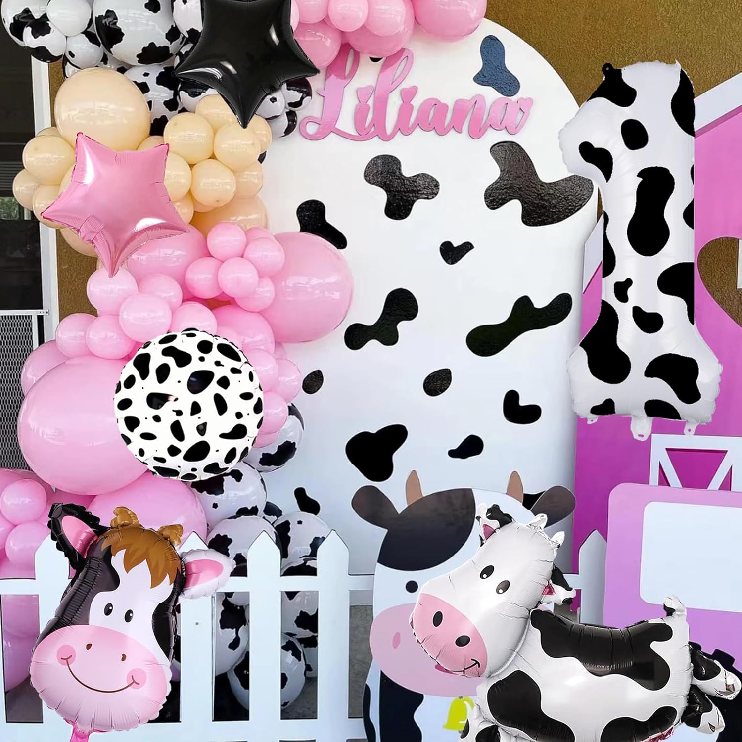Holy Cow Im One – Decoraciones de cumpleaños de 40 pulgadas, globos de papel de aluminio con el número 1, globos con estampado de vaca, pancarta