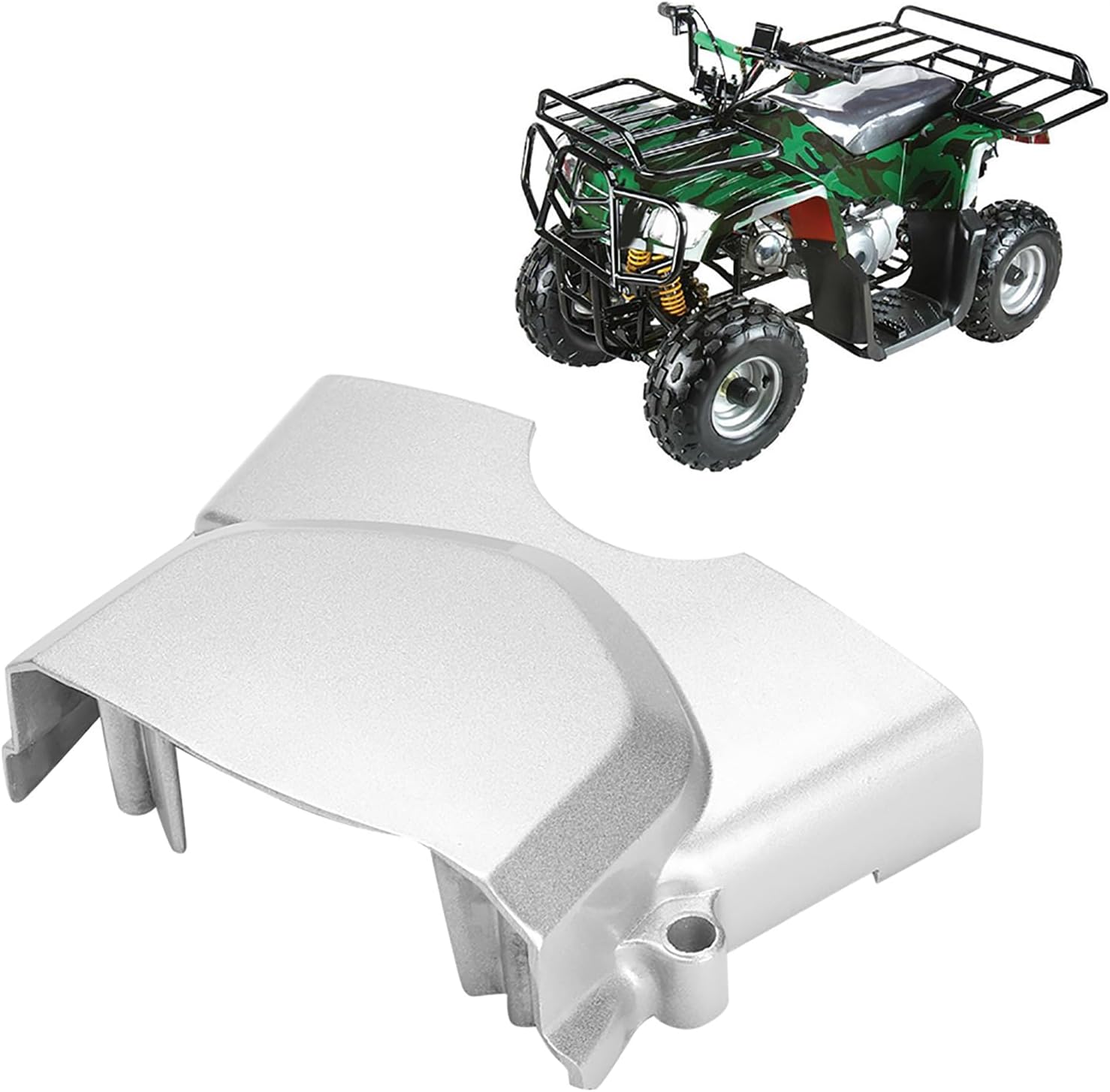 Cubierta de piñón de motor, cubierta de metal plateado para piñón izquierdo del motor, pieza de repuesto para 50 cc, 70 cc, 90 cc, 110 cc, 125 cc,