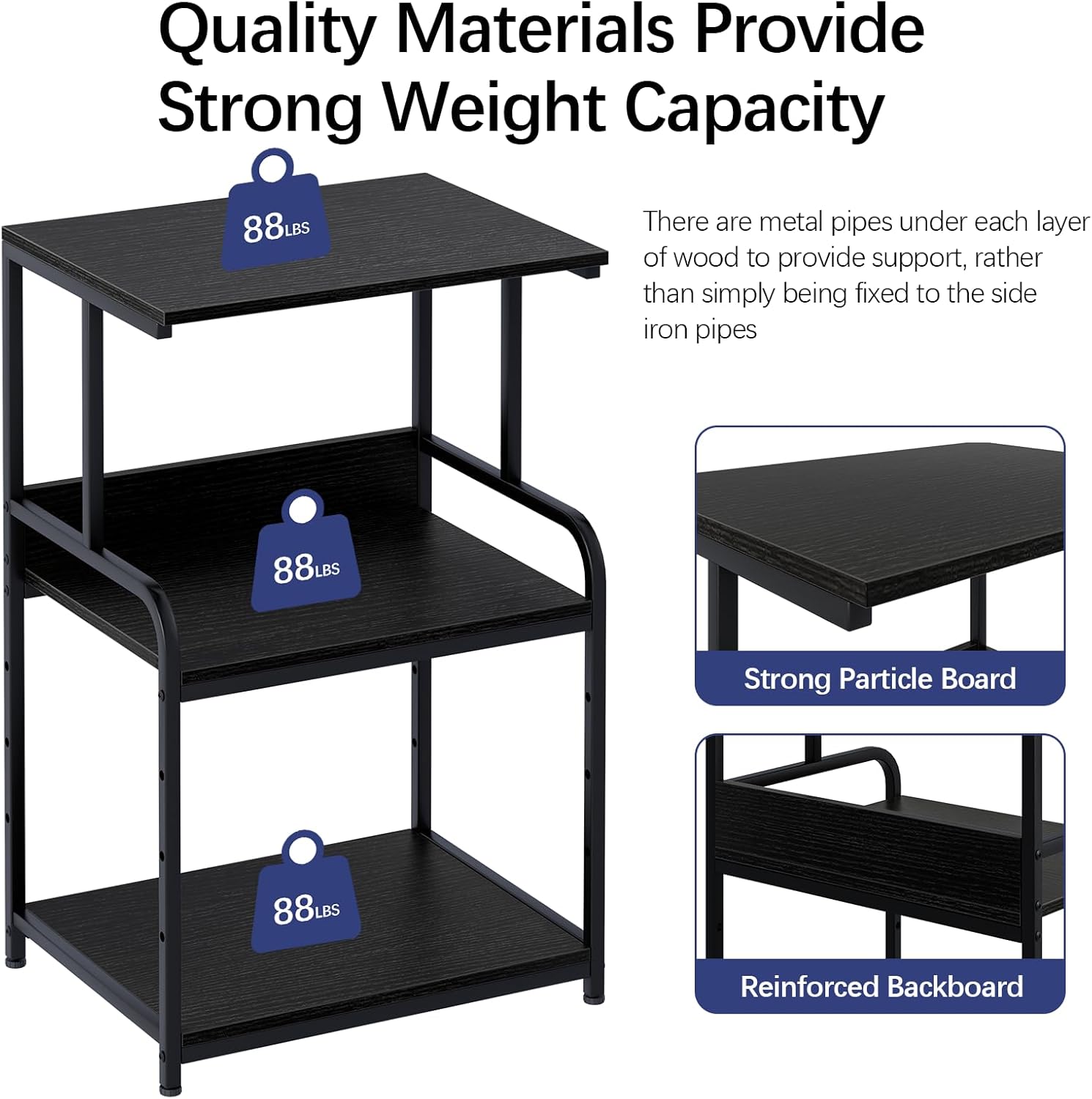 Printer Stand with Storage Shelf,3 Tier Printer Cart with Wheels,Mobile Printer Table for Home Office,Stands for Printer Heat Press Scanner