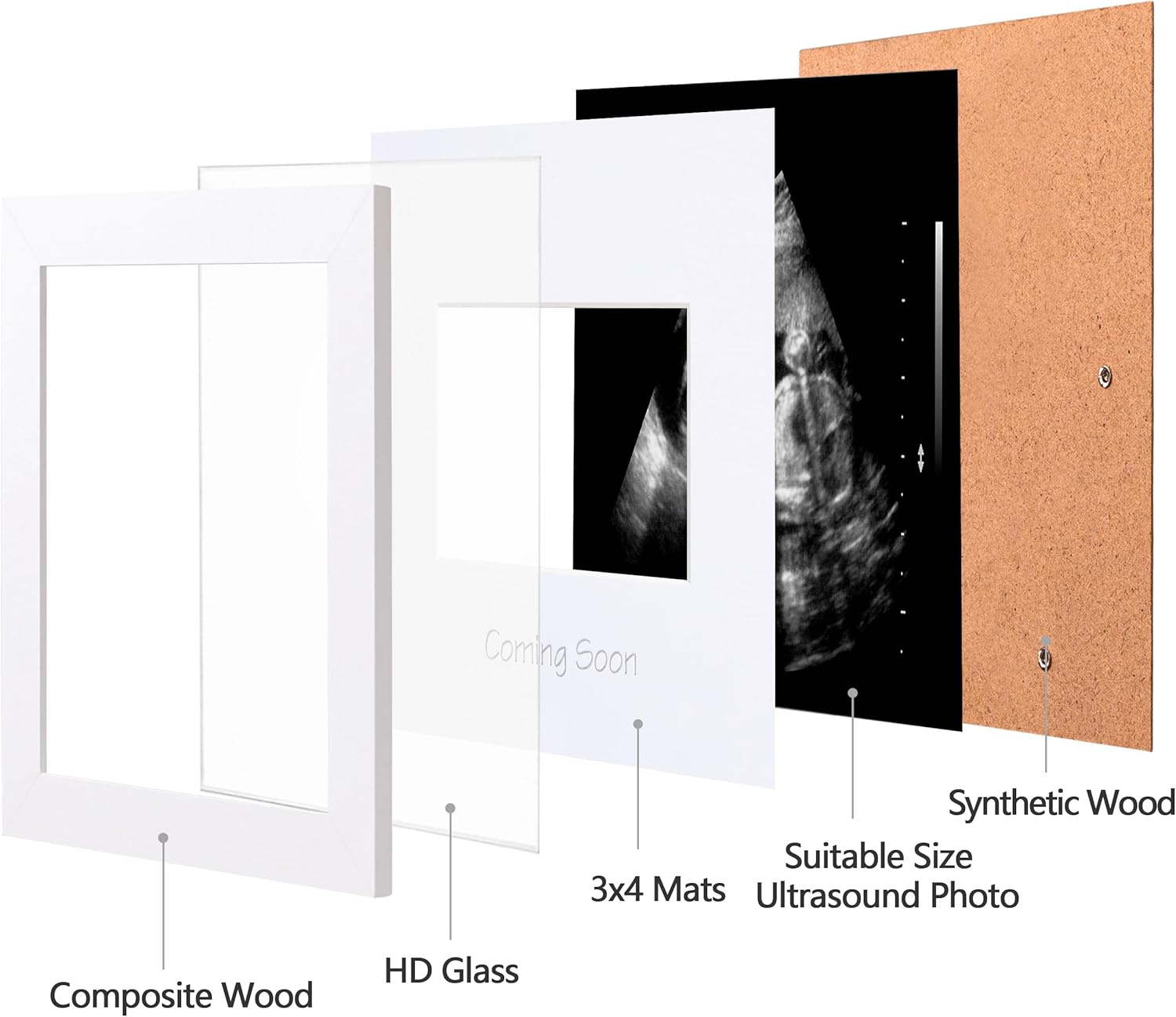eletecpro Marco de fotos de ultrasonido, para pantalla de fotos de ecografía de 3 x 4, marcos de fotos de sonograma para anuncio de embarazo,