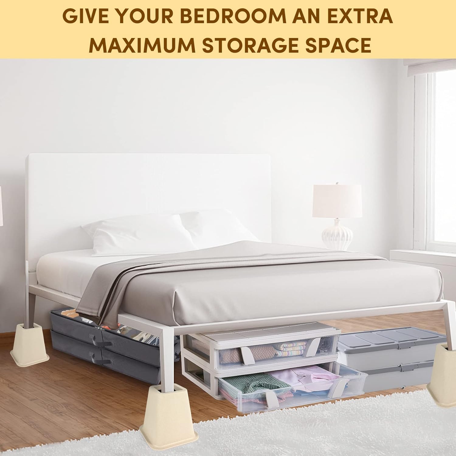 Elevadores de cama de 6 pulgadas, resistentes, paquete de 6, elevadores de muebles para sofás de gran tamaño, elevadores de sofá con almohadilla