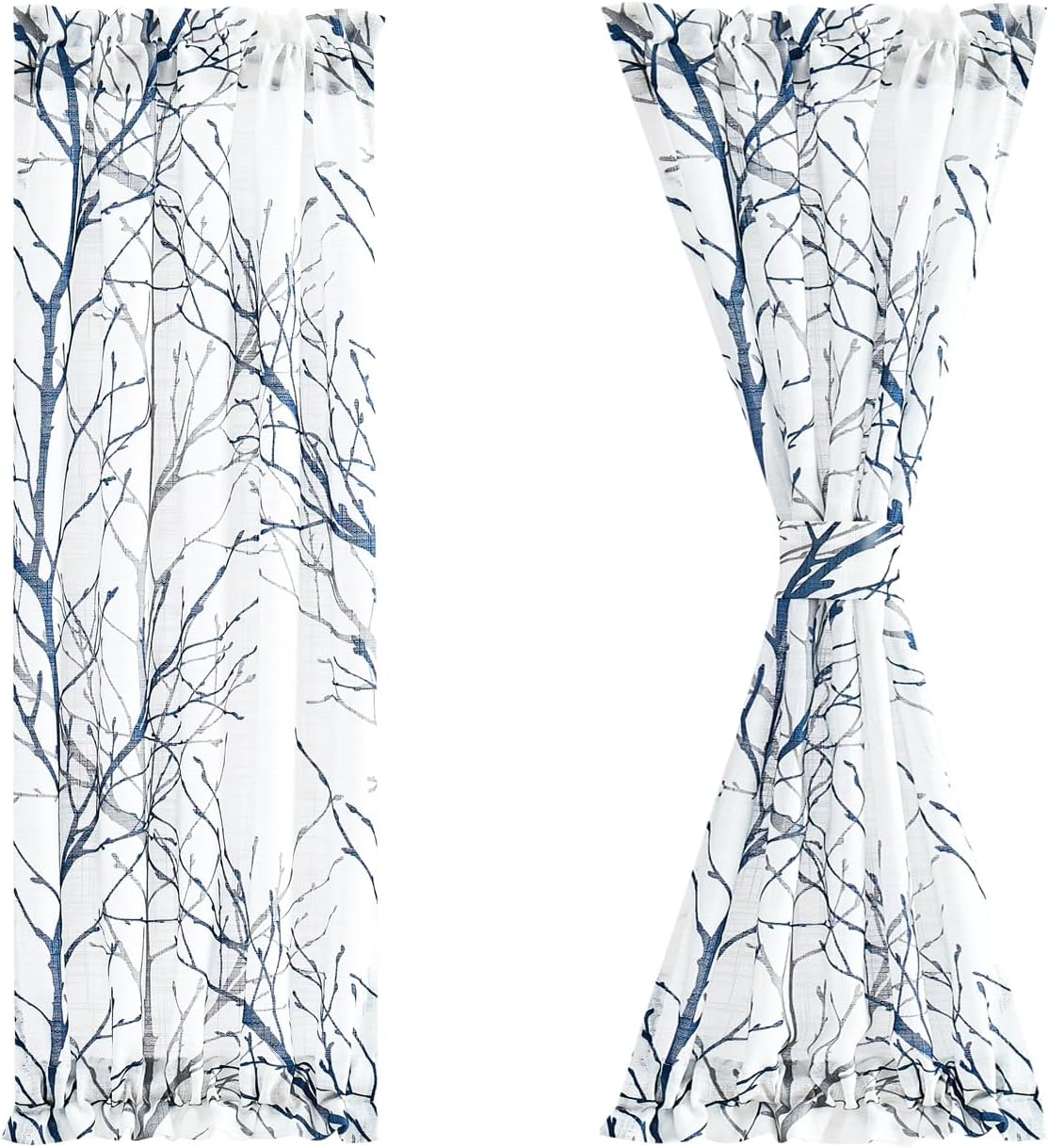 Fmfunctex – Cortinas con estampado de ramas para puerta