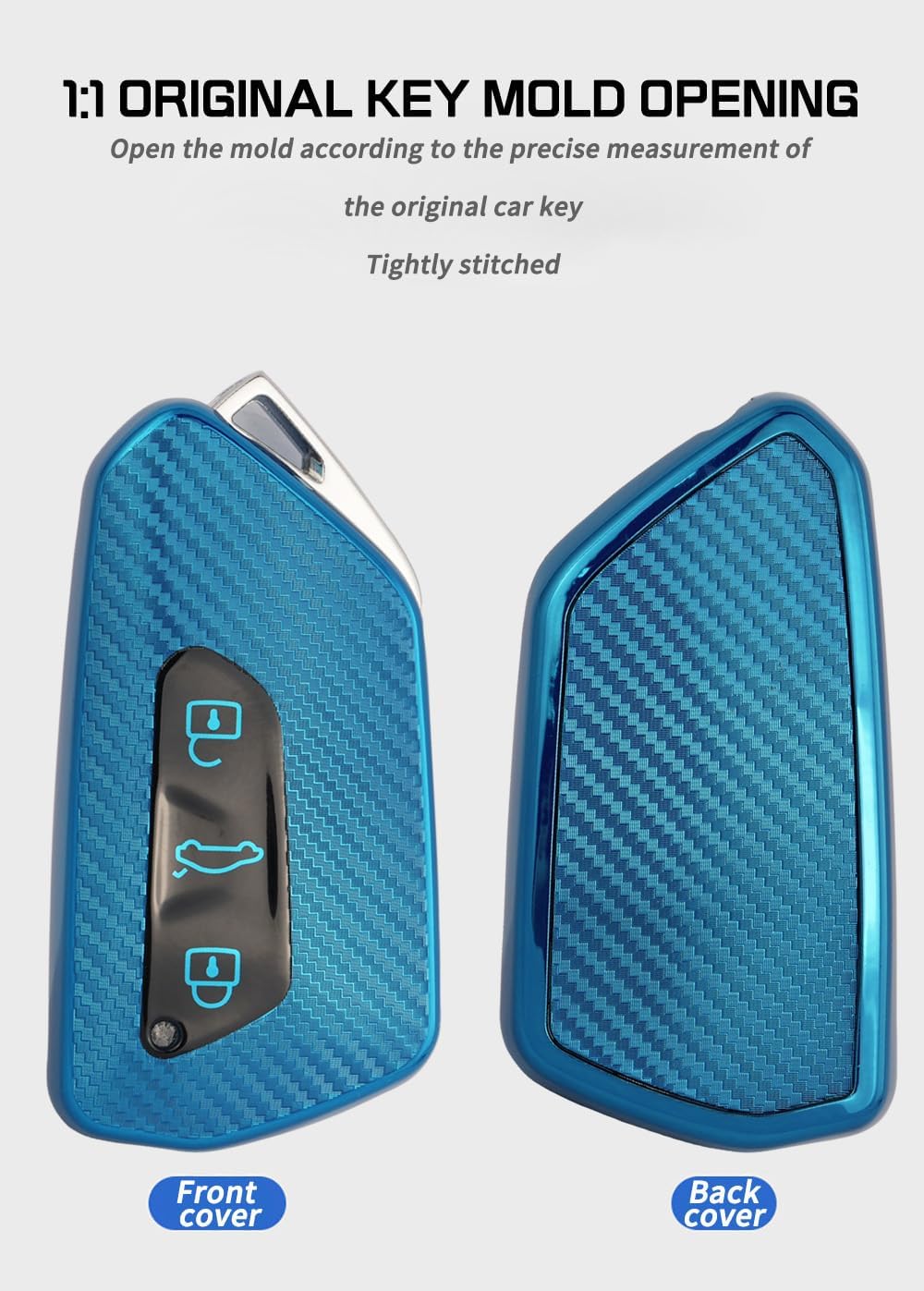 HIBEYO Funda de llavero de TPU suave para VW Volkswagen ID3 ID4 MK8 Golf 8 GTI Skoda Octavia Accessoreis Smart Car Remote Key Fob con llaveros para
