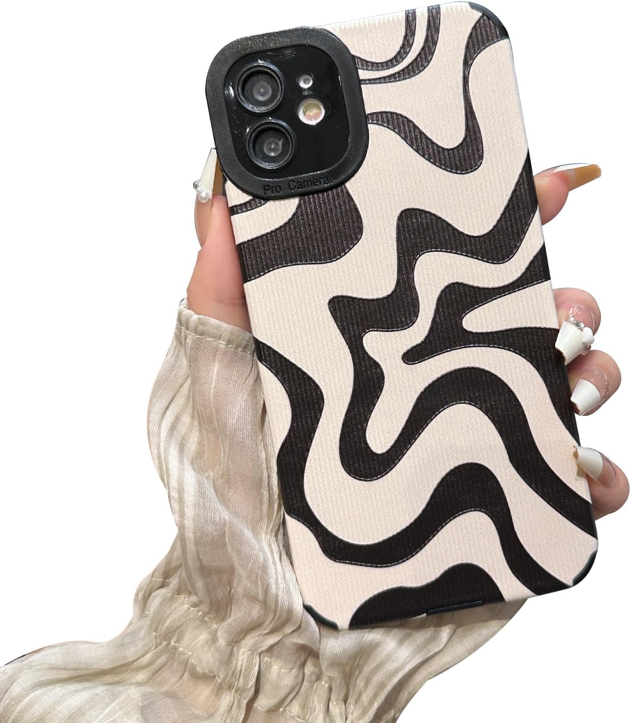 Funda diseñada para iPhone 11, piel sintética suave TPU y bonito arte ondulado pintado para mujeres y niñas, protector delgado a prueba de golpes,