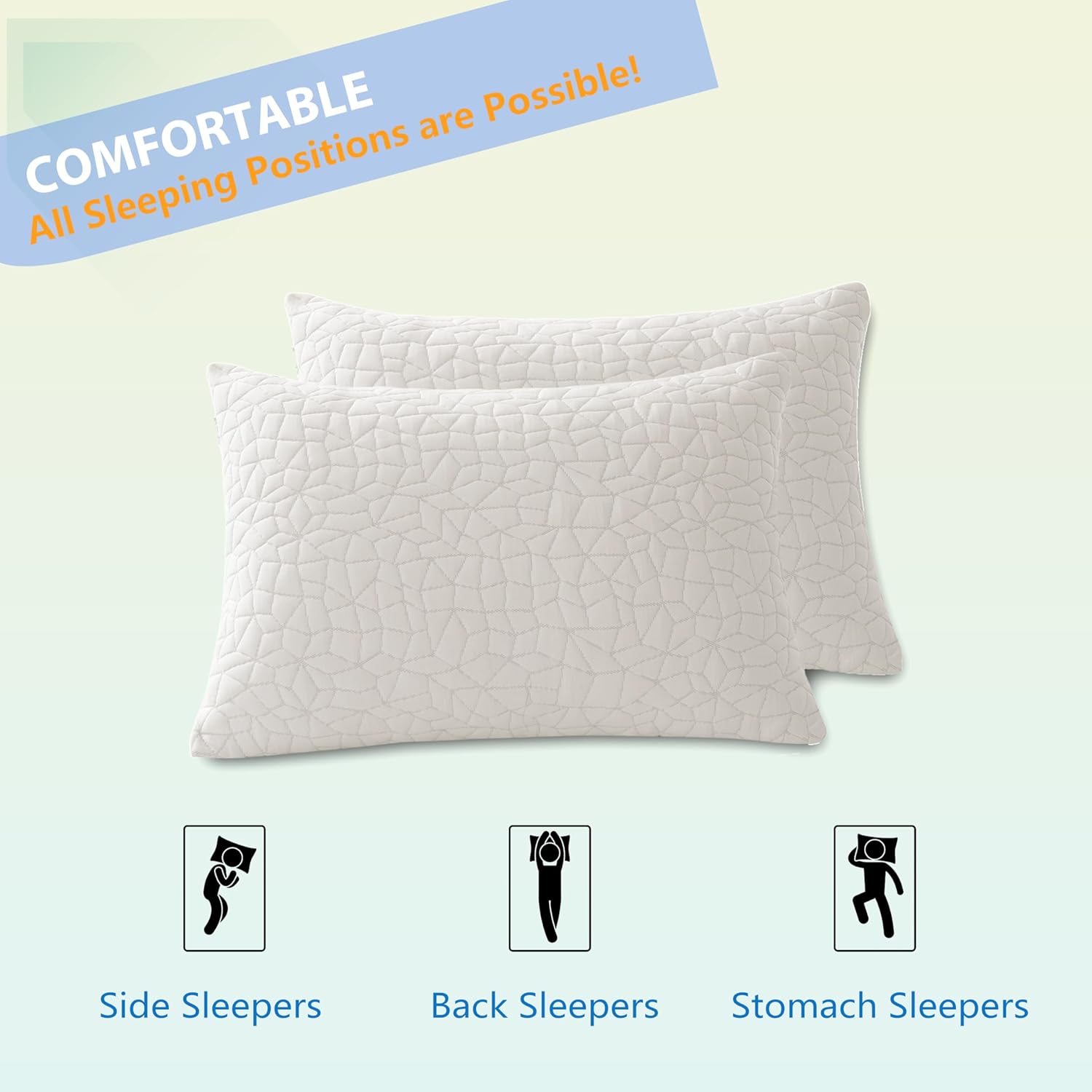 Almohada de espuma viscoelástica triturada, tamaño Queen (1 unidad), almohada de cama ajustable para personas que duermen boca abajo, cómoda