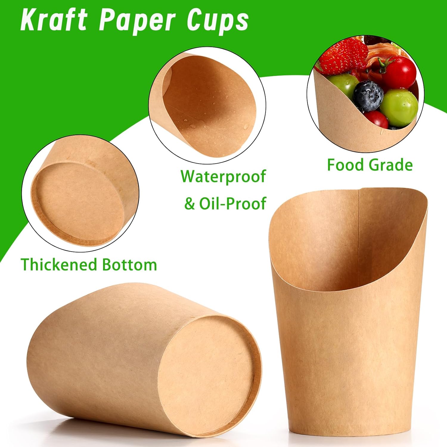 Juego de tazas de charcutería de 12 onzas, 24 tazas con 100 púas de coctail, soporte para papas fritas y brochetas de nudo de bambú, kit de