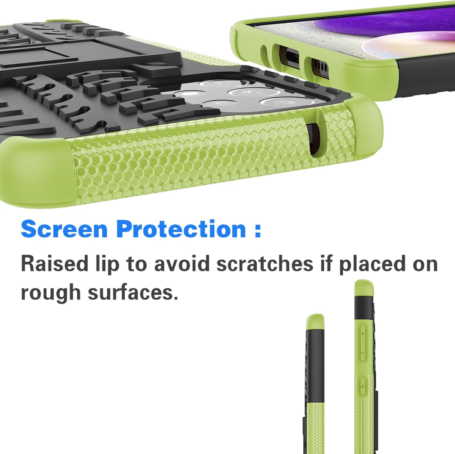 Asuwish Funda de teléfono para Samsung Galaxy A73 5G con protector de pantalla de vidrio templado y soporte delgado, funda protectora híbrida
