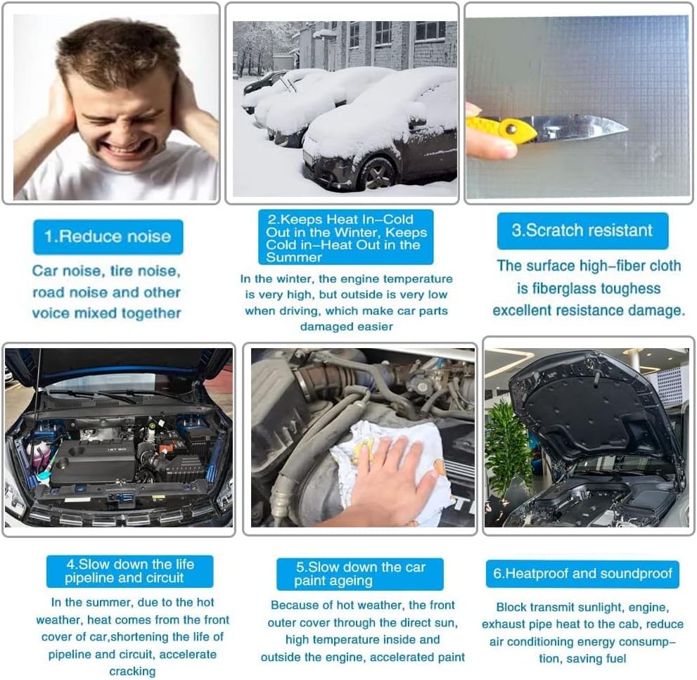 394mil 10.76sqft – Alfombrilla aislante de sonido para motor Fen-der para automóvil, amortiguador de sonido de espuma de polietileno de 40 x 40