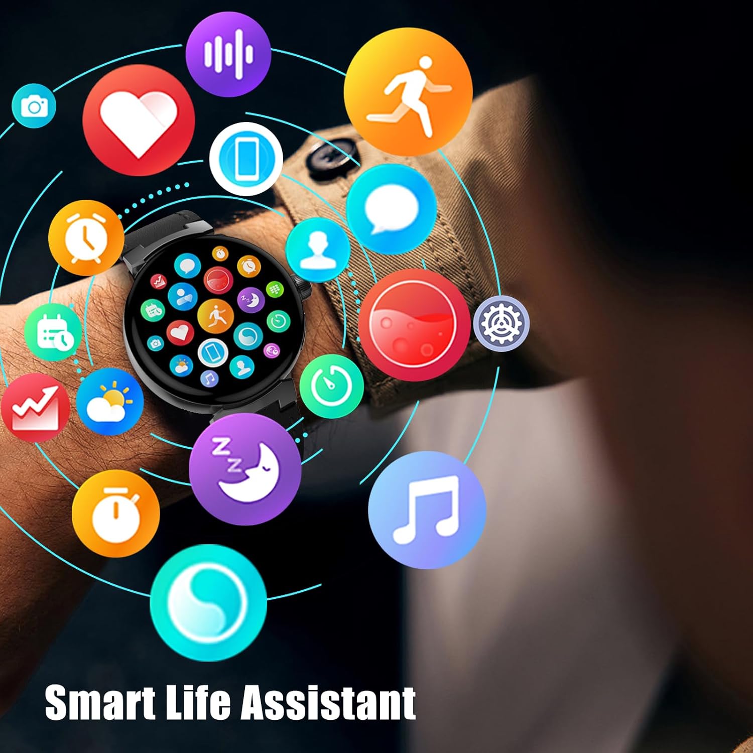 aigo Reloj inteligente para hombres y mujeres, llamadas Bluetooth, 107 modos deportivos, rastreador de fitness con frecuencia cardíaca, monitoreo