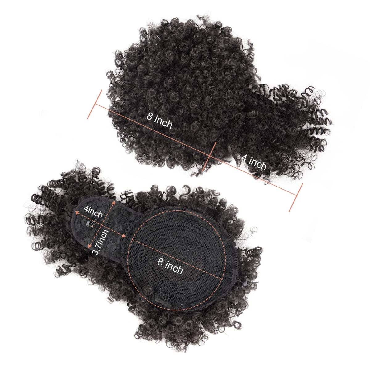 Cetiq Cola de caballo afro con cordón y flequillo, cola de caballo con cordón para mujer, extensiones de cabello rizado rizado con clip, extensiones