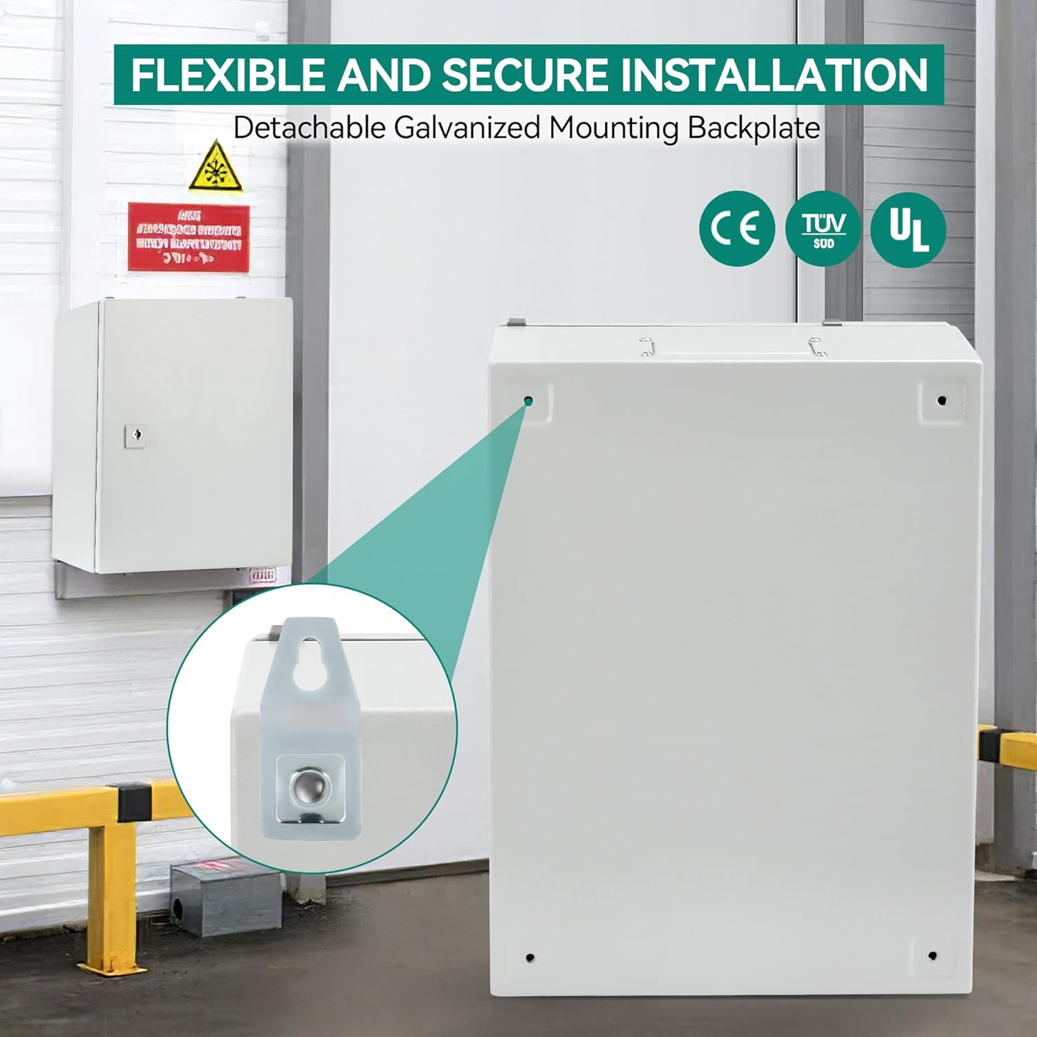 YITAHOME Caja eléctrica NEMA 4X, 20×16×10 ” Caja eléctrica al aire libre certificada UL, IP66 resistente al agua a prueba de polvo, acero laminado