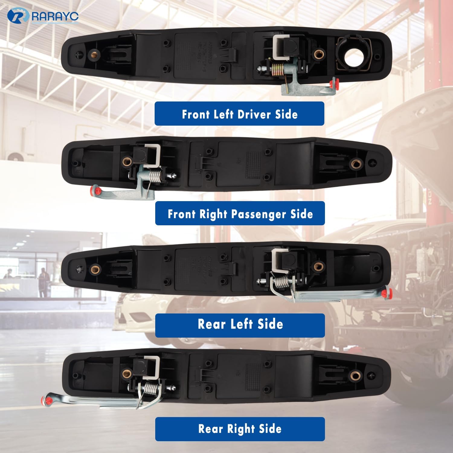 Manija de puerta exterior, 4 unidades, color negro, repuesto para Chevy Silverado Suburban Tahoe Avalanche GMC Sierra Yukon Cadillac Escalade