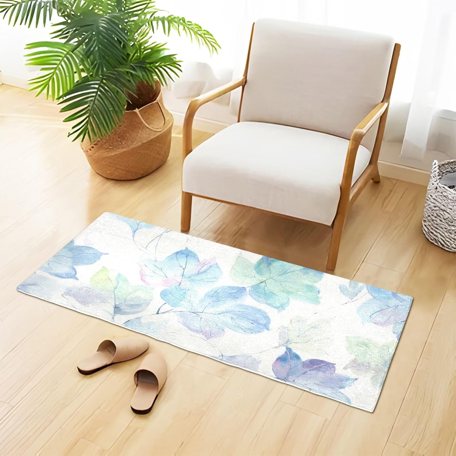 xigua Watercolor Maple Leaf Bathroom Rugs Bath Mat 39 x 20 Inch Non-Slip Extra Soft and Absorbent Shaggy Bath Carpet for Tub, Shower, Bathroom