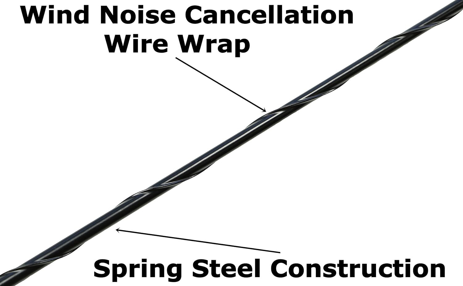 Votex – Antena negra de 31 pulgadas tamaño OEM – Cancelación de ruido del viento en espiral – Construcción de acero para resortes – Roscado de acero