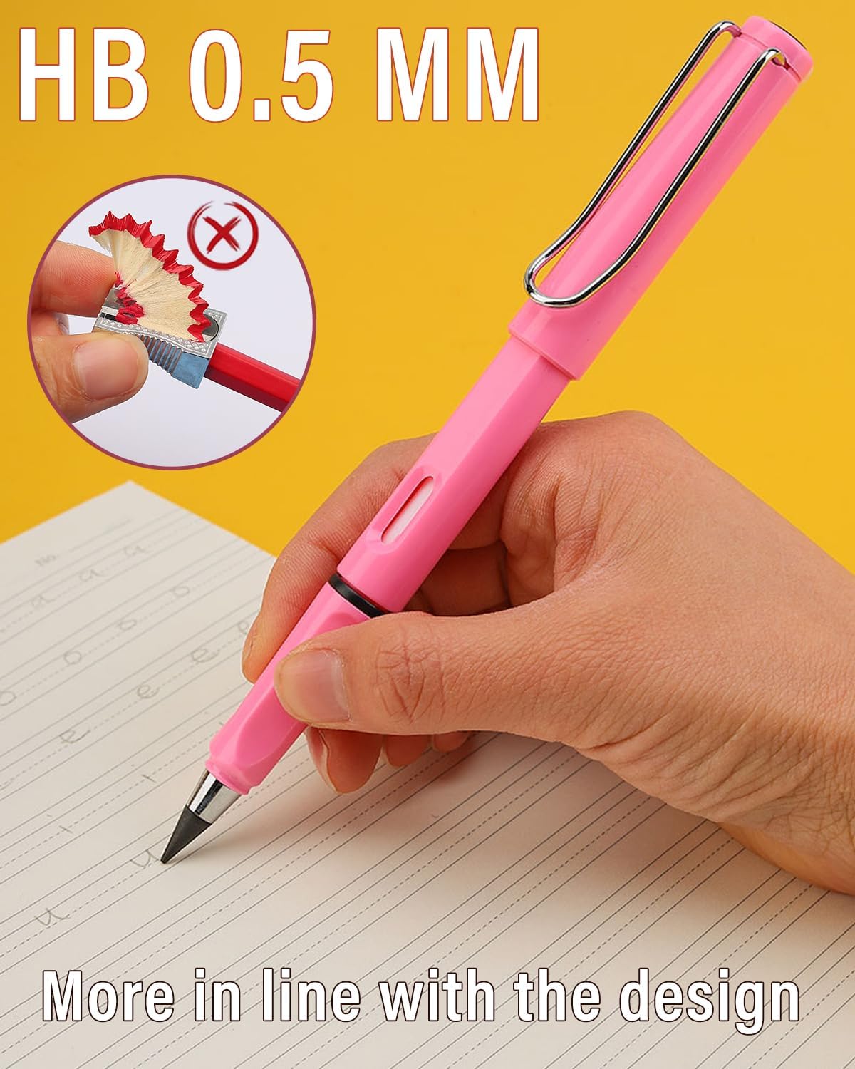 Credmate 6 lápices eternos, lápices Infinity Magic Forever con borrador, reutilizable, lindo lápiz eterno sin tinta para niños para escribir,