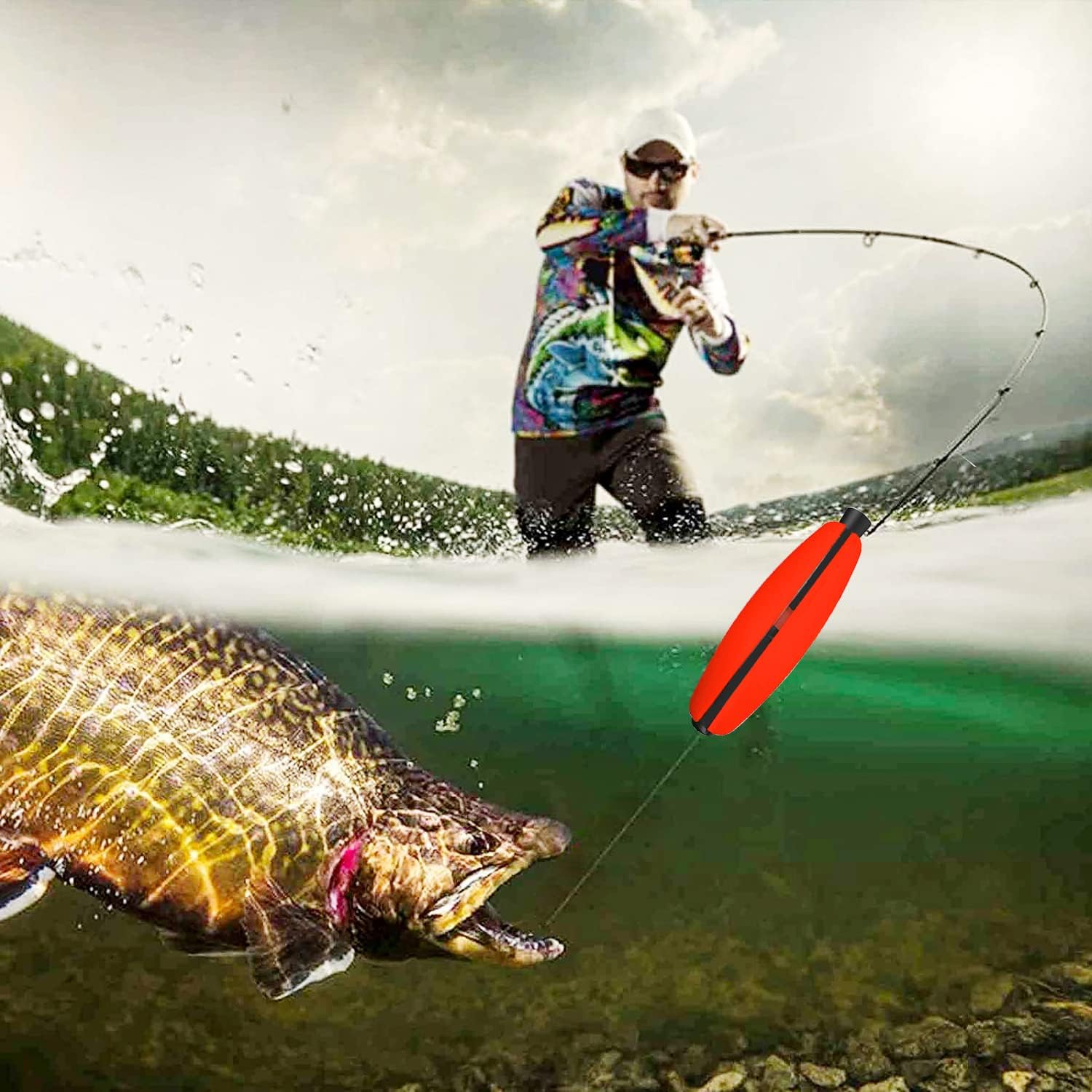 SEAOWL Flotadores de clavijas ranuradas, flotadores de pesca para bagre, bobber de espuma de cigarros de pesca para plataforma Santee, 1.5, 2, 2.5,