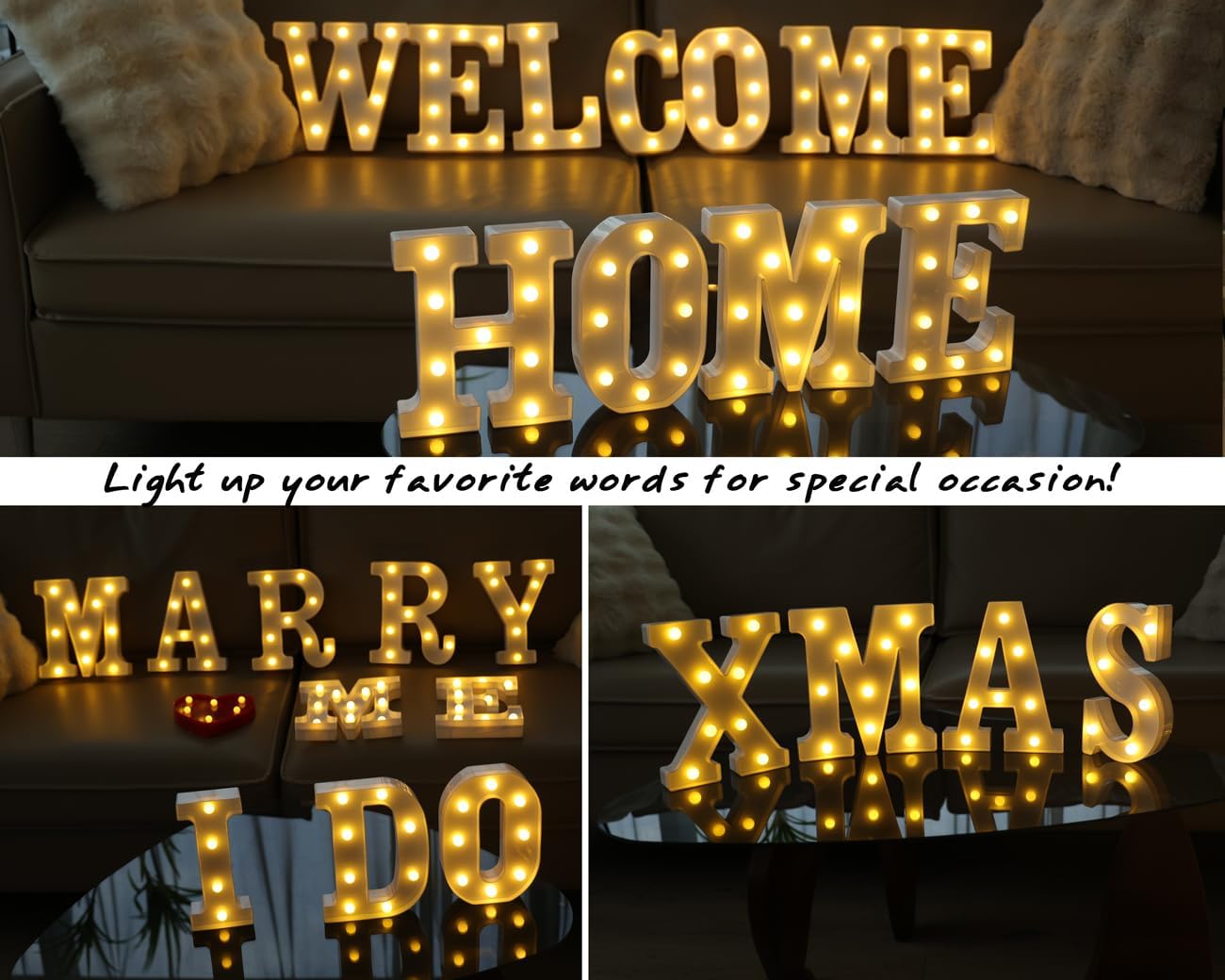 Letras iluminadas, letras LED, 26 letras del alfabeto, letras iluminadas decorativas, letras iluminadas que funcionan con pilas para fiestas, bares,