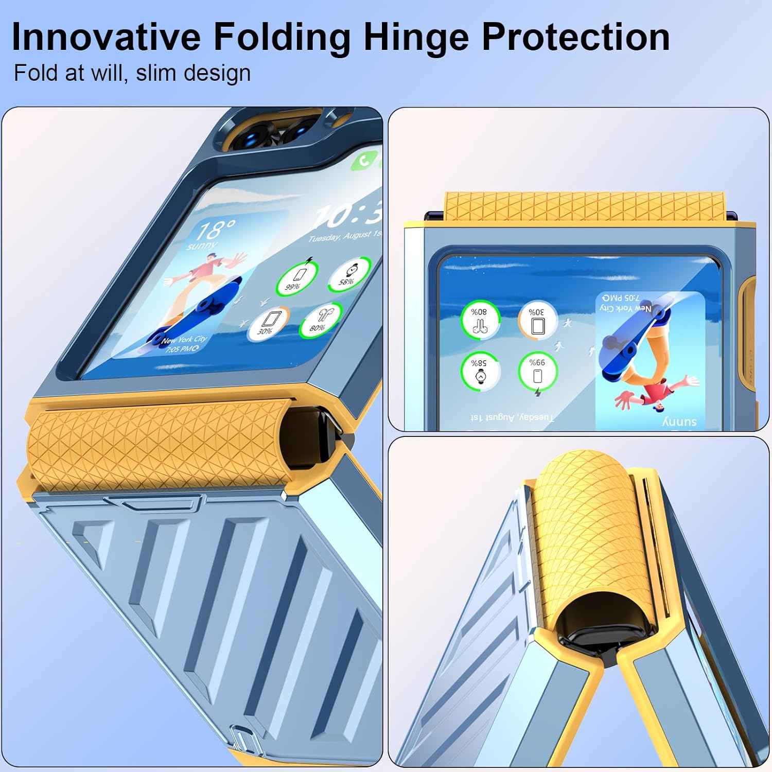 Compatbile – Funda con Z Flip 5 con protección de bisagra, Samsung Flip 5, resistente, a prueba de golpes, carcasa protectora de cuerpo completo