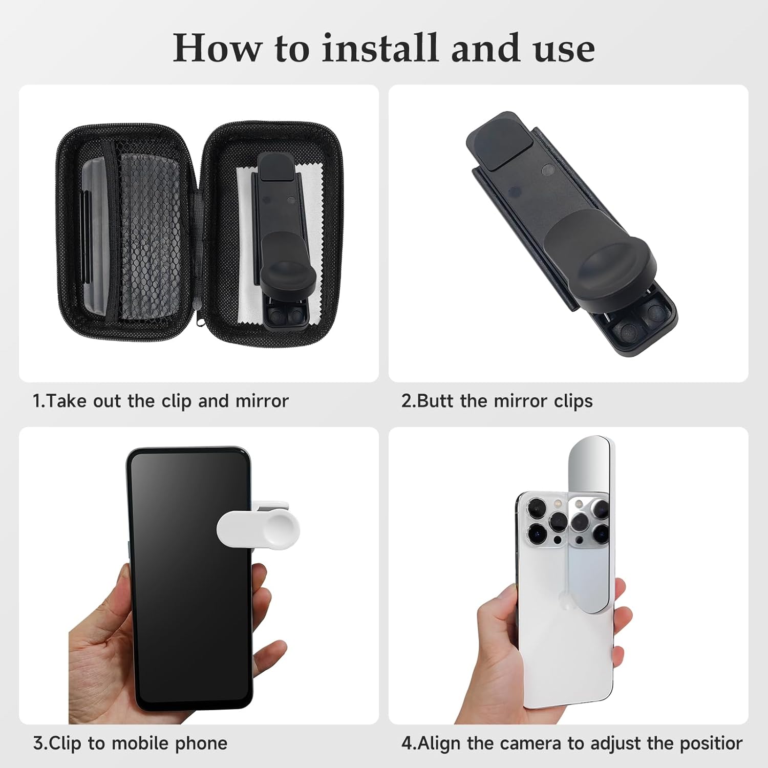 Kit de clip de reflejo de espejo de cámara para teléfono inteligente, espejo de teléfono ajustable de 3 generación, clip de cámara de reflejo para