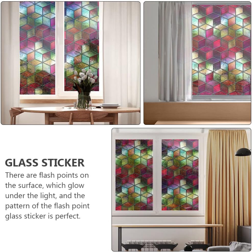 HOMSFOU Calcomanías estáticas para ventana de ventana, calcomanías de ventana de vitrales, adhesivos estáticos de vinilo 3D para ventana, ventana