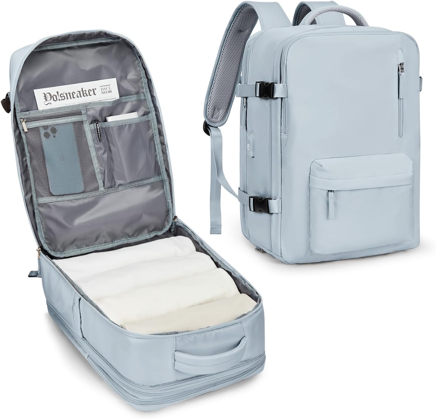 VECAVE Mochila de viaje para laptop, mochila aprobada para vuelos,Mochila deportiva para universidad casual, O-azul-2, Backapck para portátil