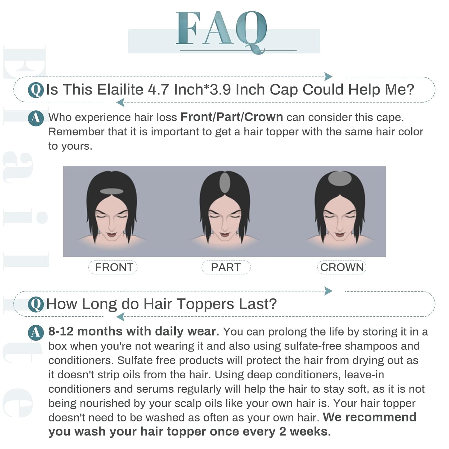 Elailite Toppers de cabello humano para mujer con clip de cabello fino V3.0, piezas de cabello real de 12 pulgadas con raya media para pérdida de
