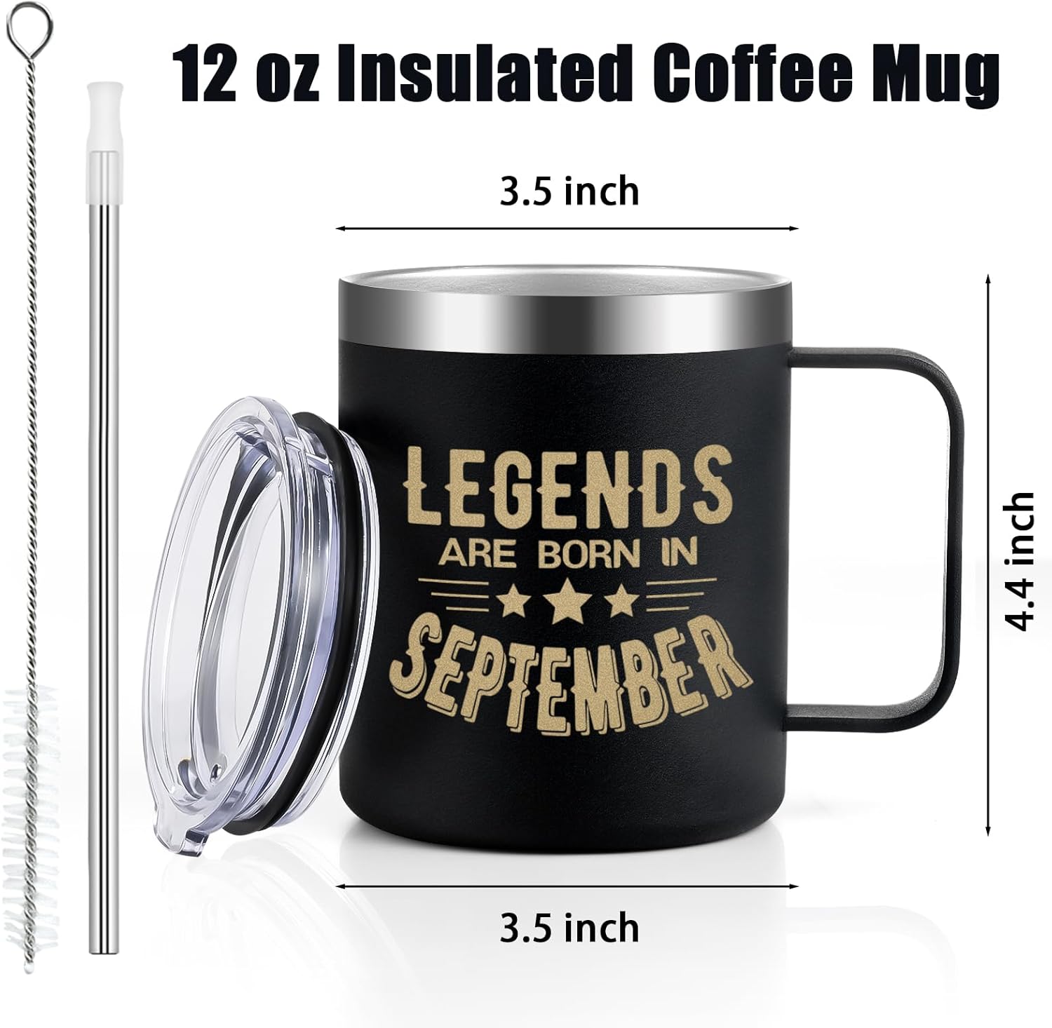 Lifecapido Regalos de cumpleaños para hombres, taza de café aislada con asa de 12 onzas, regalos de cumpleaños de septiembre Libra, regalos de Virgo
