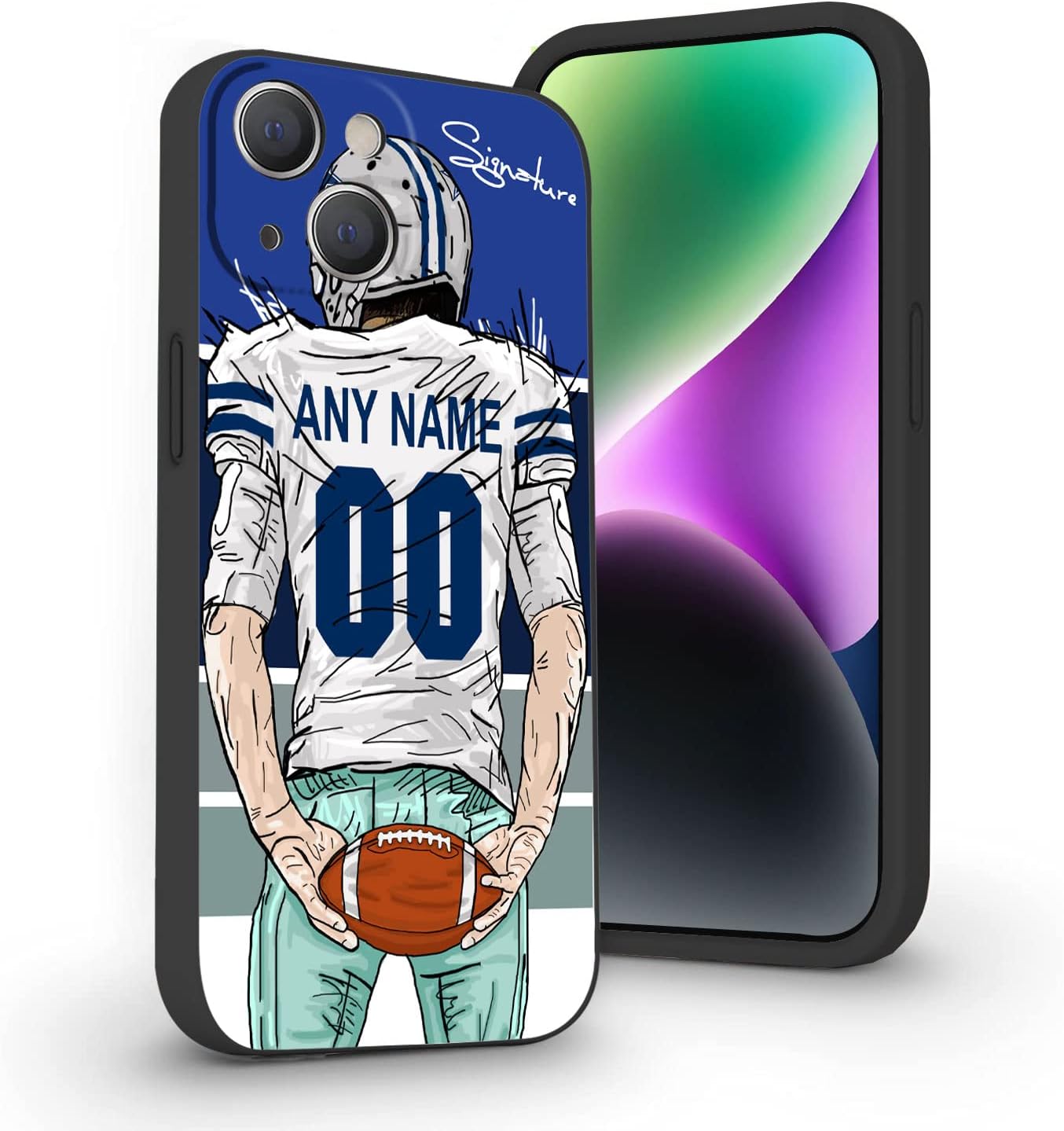 Funda de fútbol personalizada con nombre y número para iPhone 15 Pro Max 14 13 12 11 Xs Max Xr SE3 8 7 6 Plus 11 Pro Mini, silicona líquida con