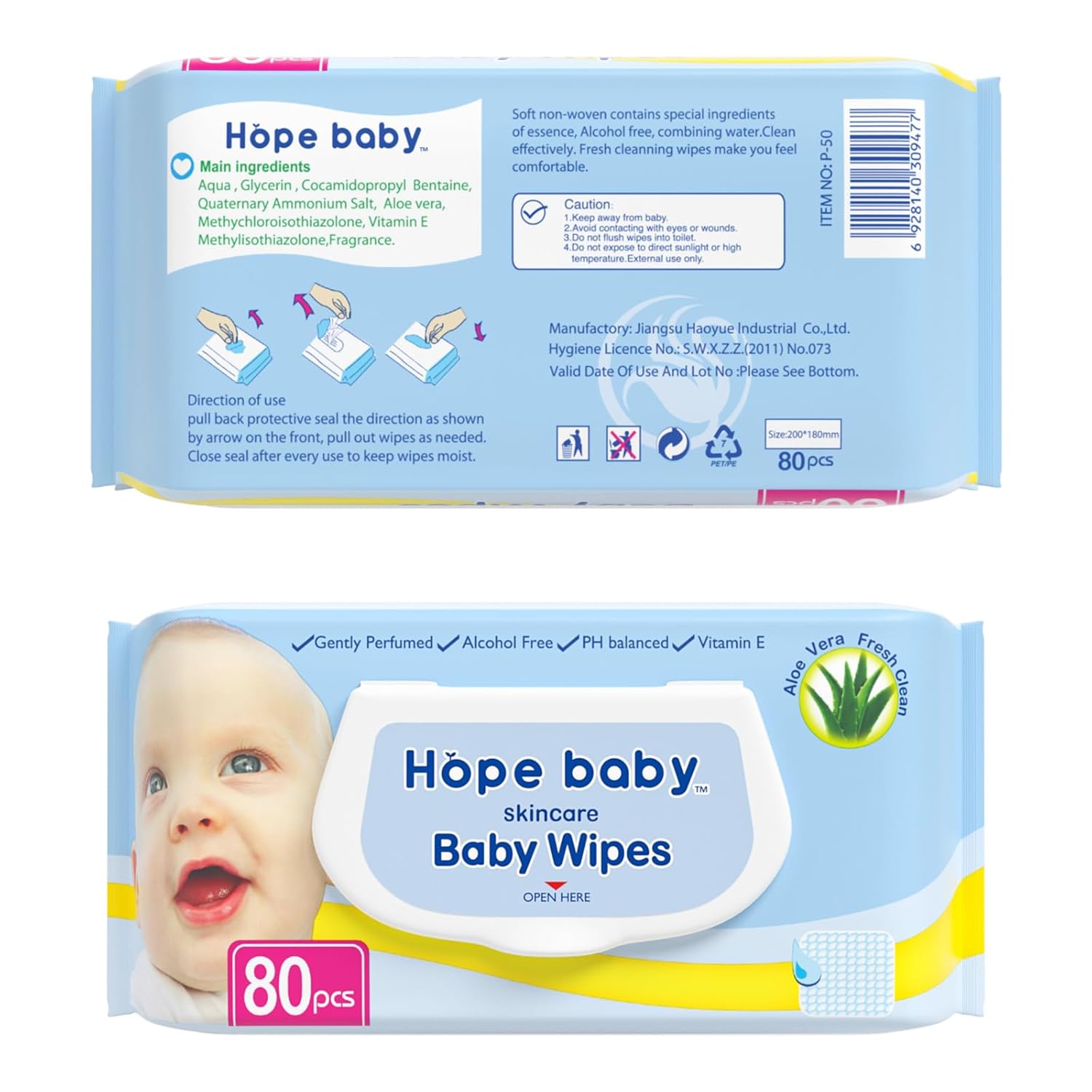 Toallitas de pañales para niños pequeños, 80 unidades, toallitas de agua pura, sensibles con dispensador abatible, hipoalergénicas