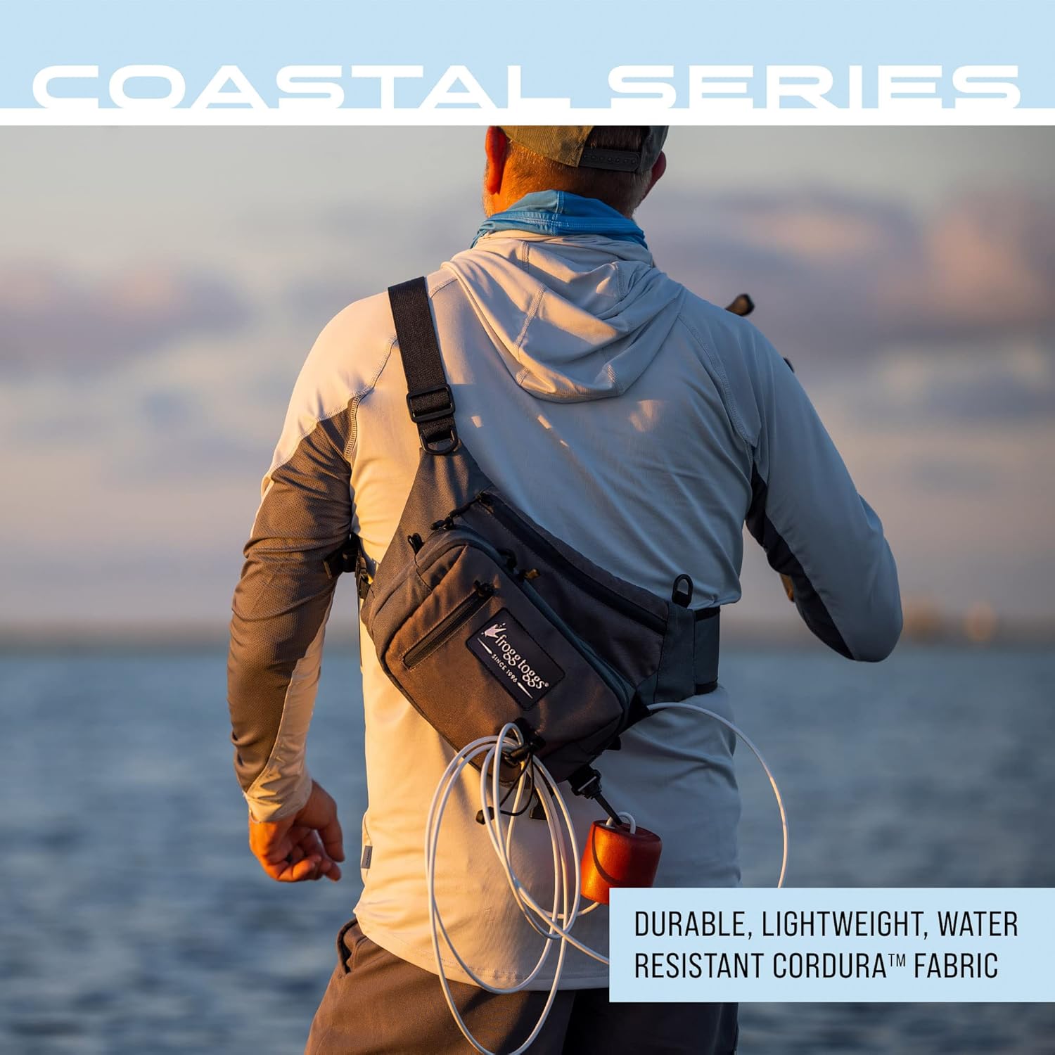 FROGG TOGGS Flats Sling Pack, Easy Hands-Free tackle storage bag with built-in Rod Support